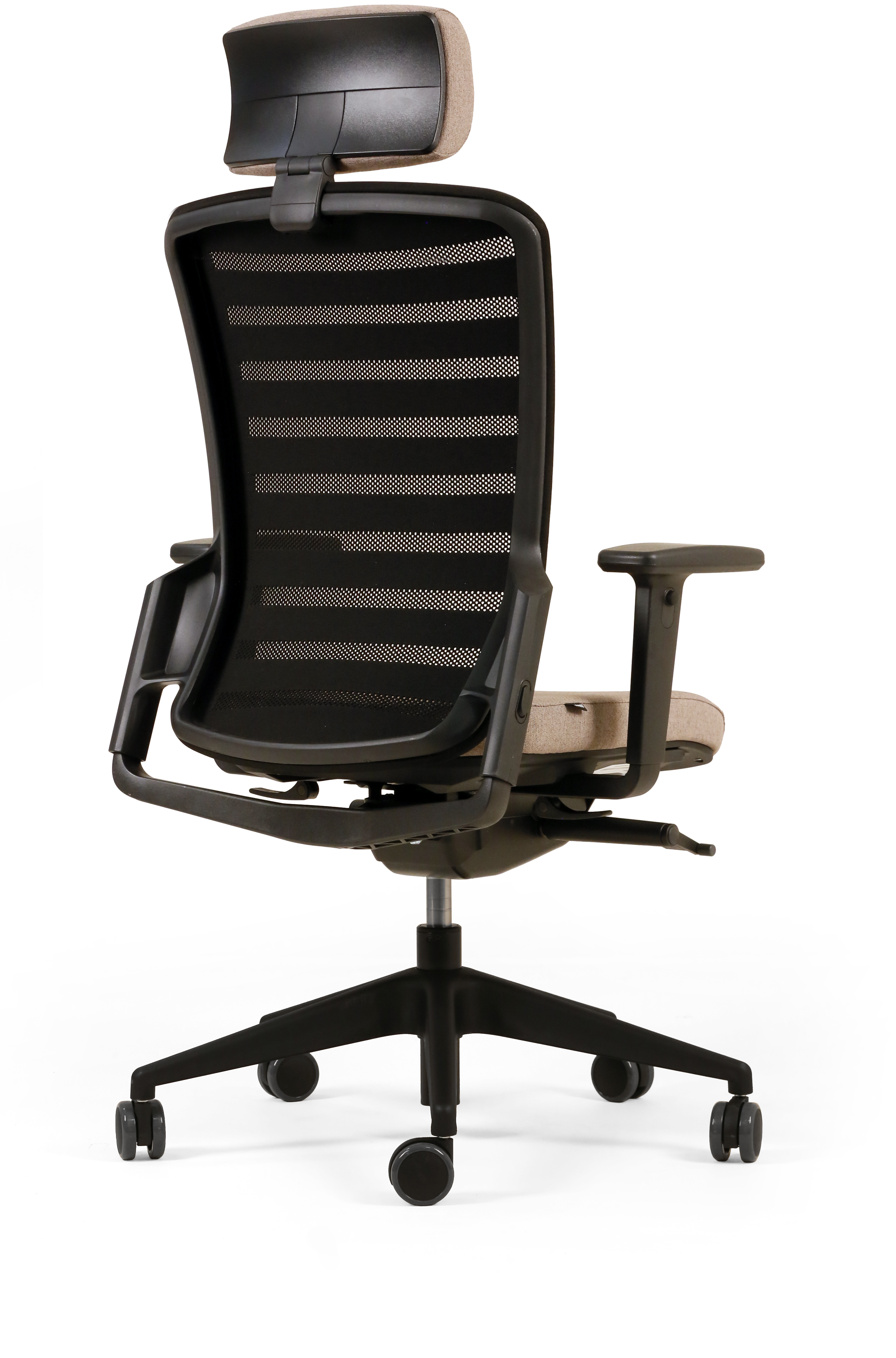 Fauteuil de bureau F8 - assise tissu et dossier résille Stripes 2 - piétement noir - avec appui-tête