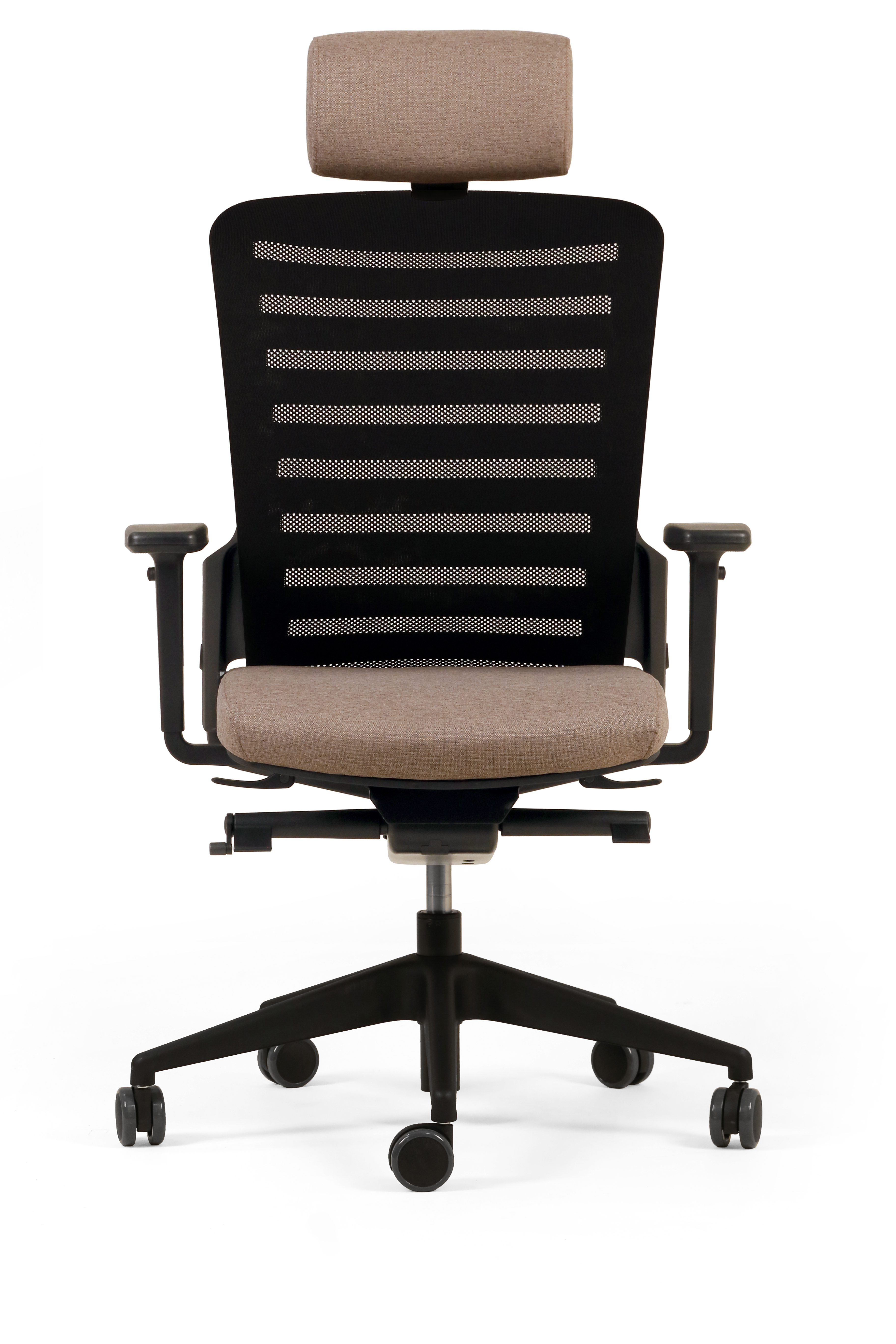 Fauteuil de bureau F8 - assise tissu et dossier résille Stripes 2 - piétement noir - avec appui-tête