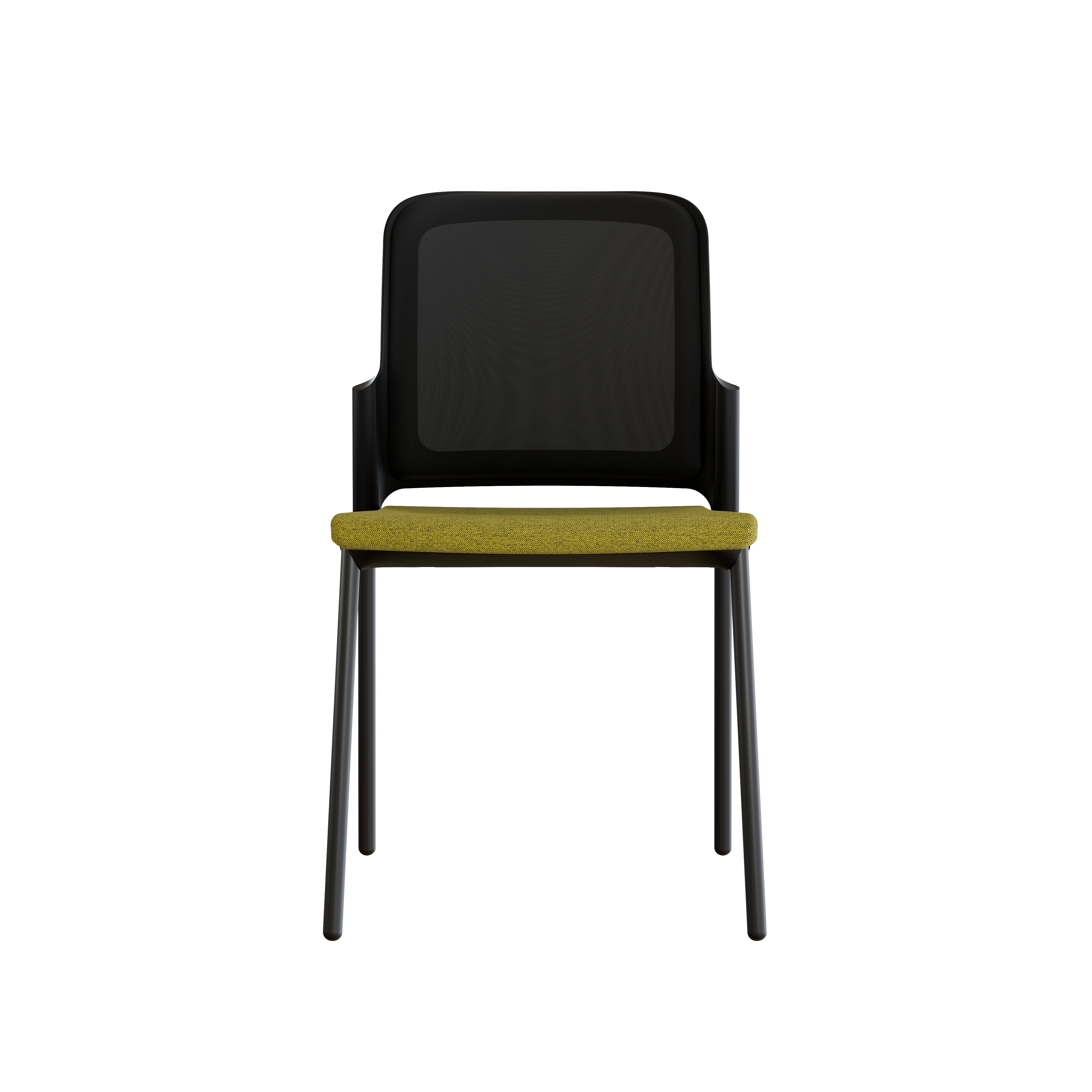 Chaise visiteur 4 pieds F8 - assise tissu et dossier résille Rythm - piétement époxy