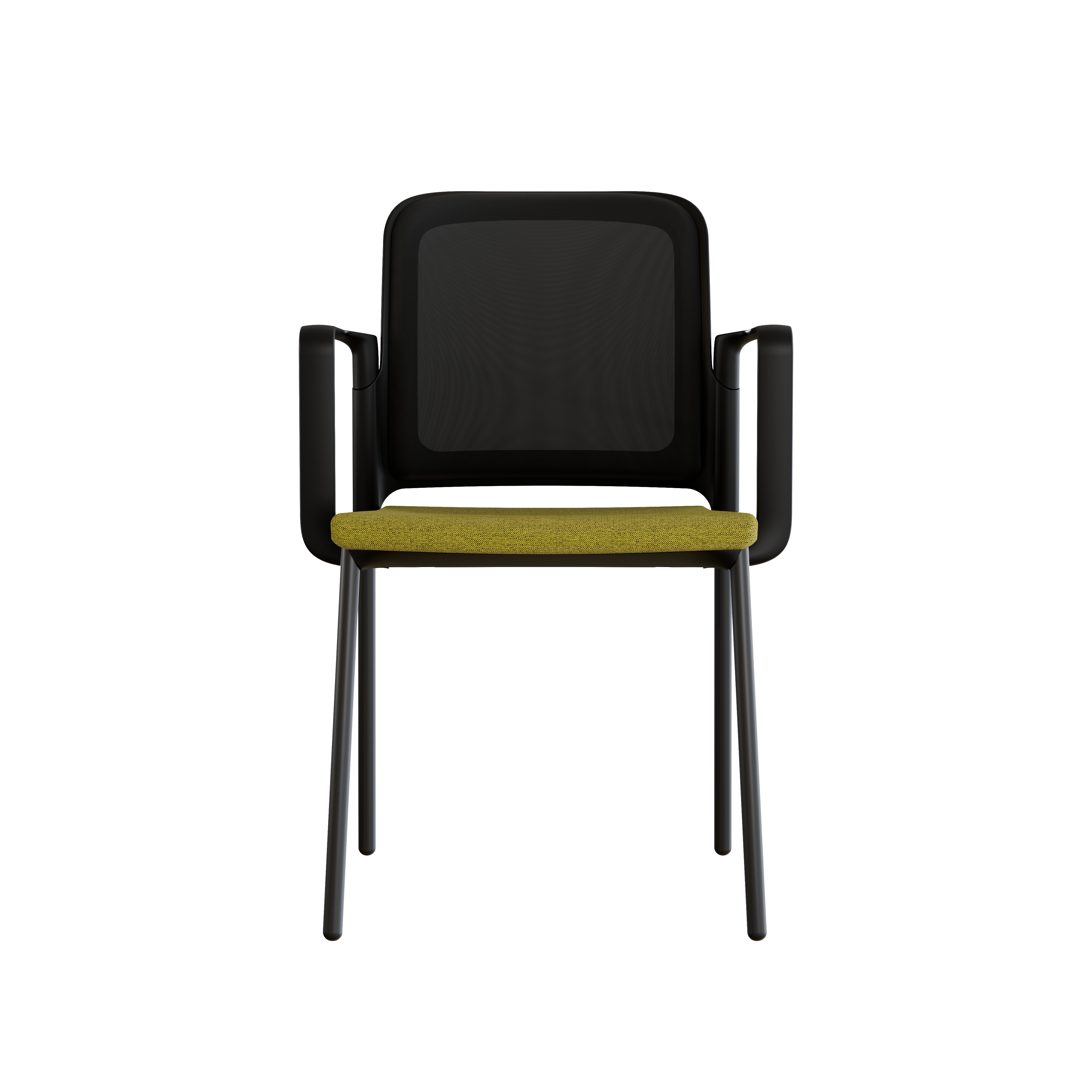 Fauteuil visiteur 4 pieds F8 - assise tissu et dossier résille Rythm - piétement époxy