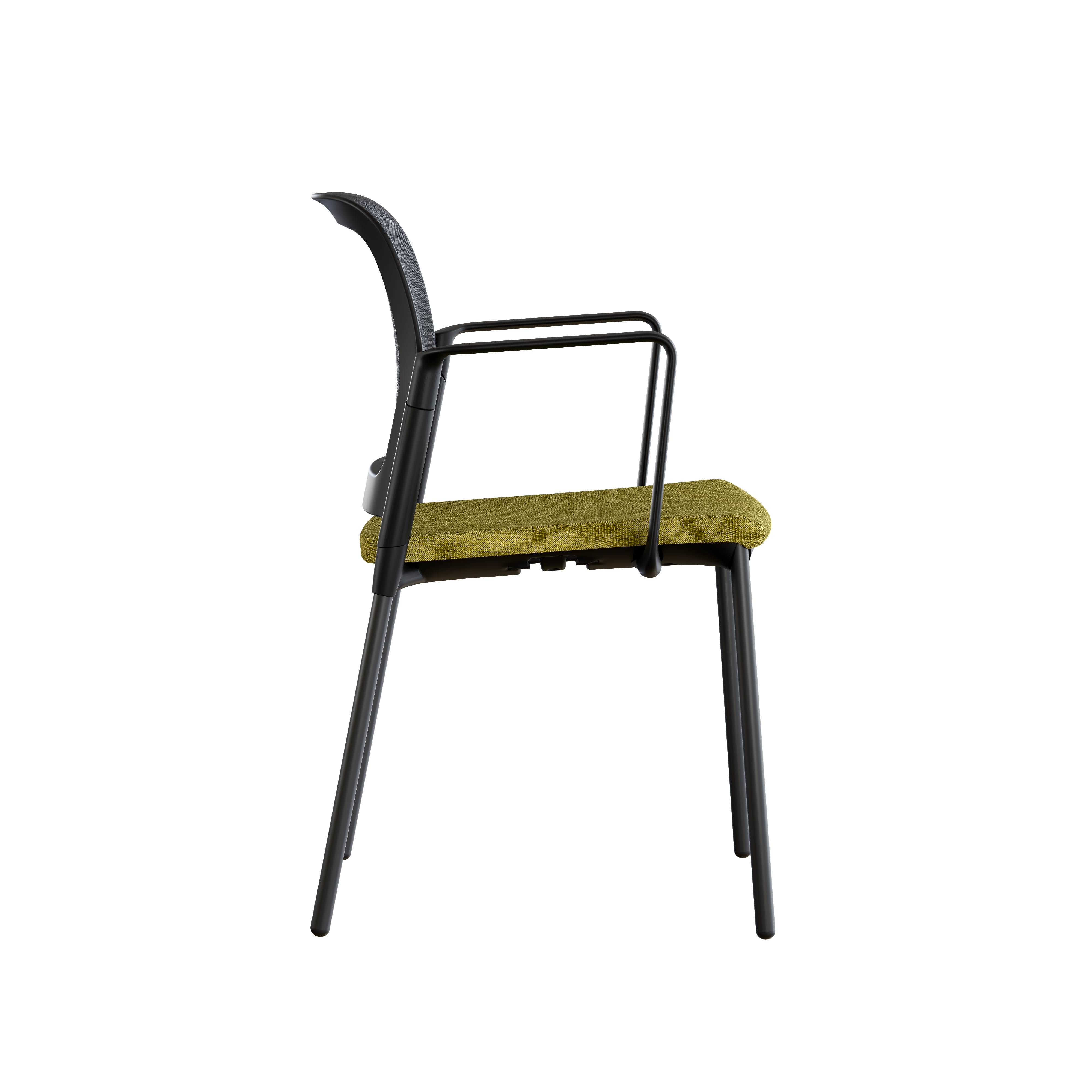 Fauteuil visiteur 4 pieds F8 - assise tissu et dossier résille Rythm - piétement époxy