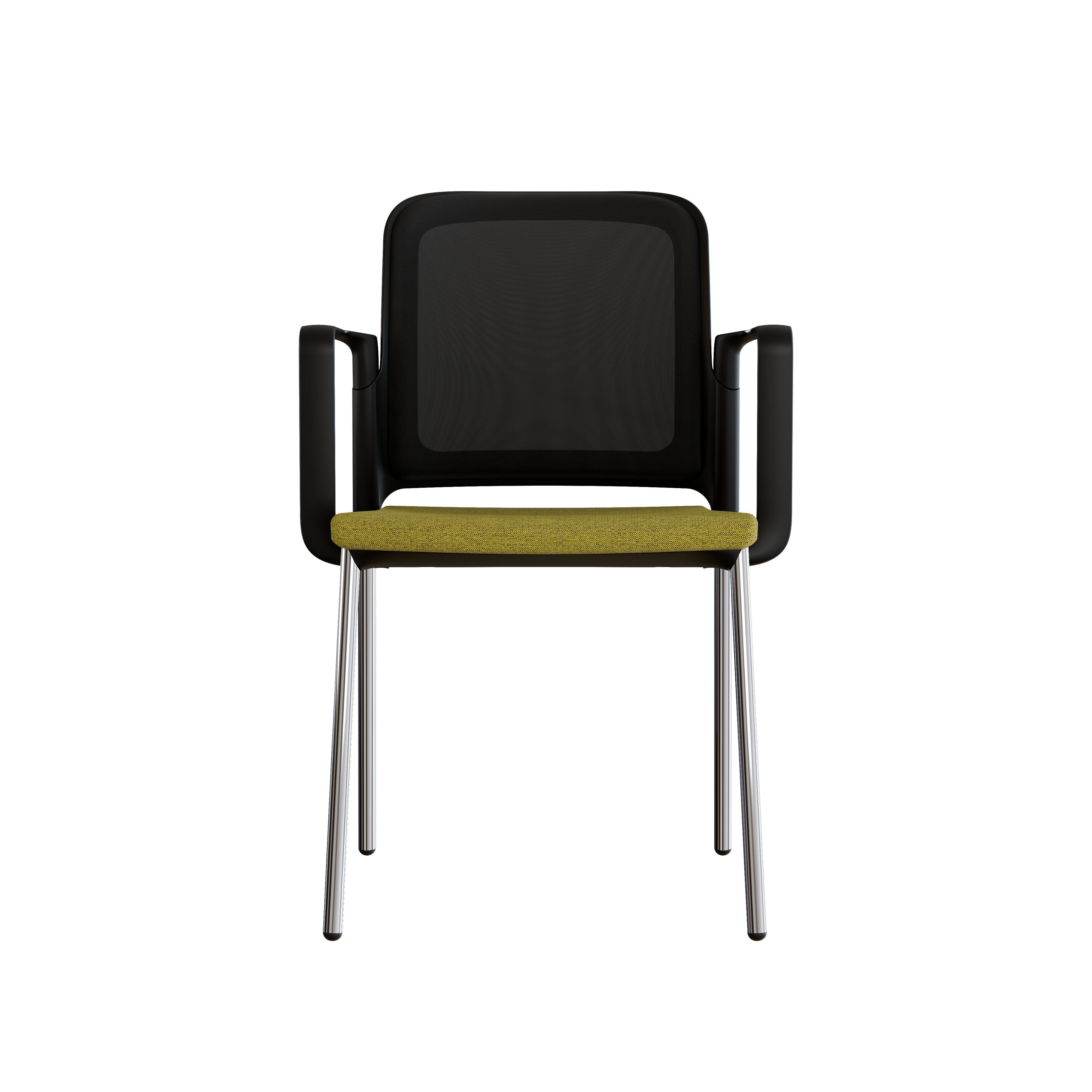 Fauteuil visiteur 4 pieds F8 - assise tissu et dossier résille Rythm - piétement chrome