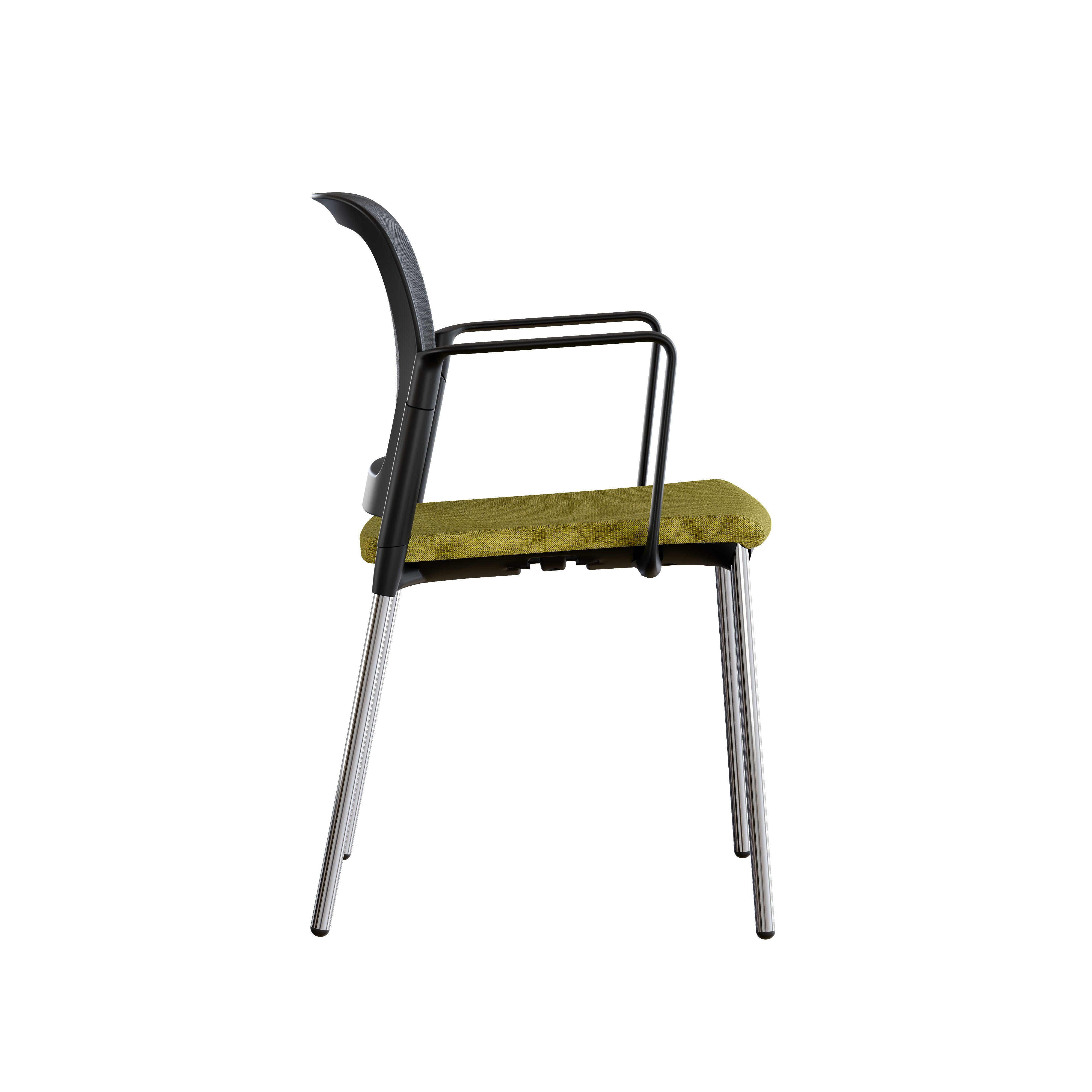 Fauteuil visiteur 4 pieds F8 - assise tissu et dossier résille Rythm - piétement chrome