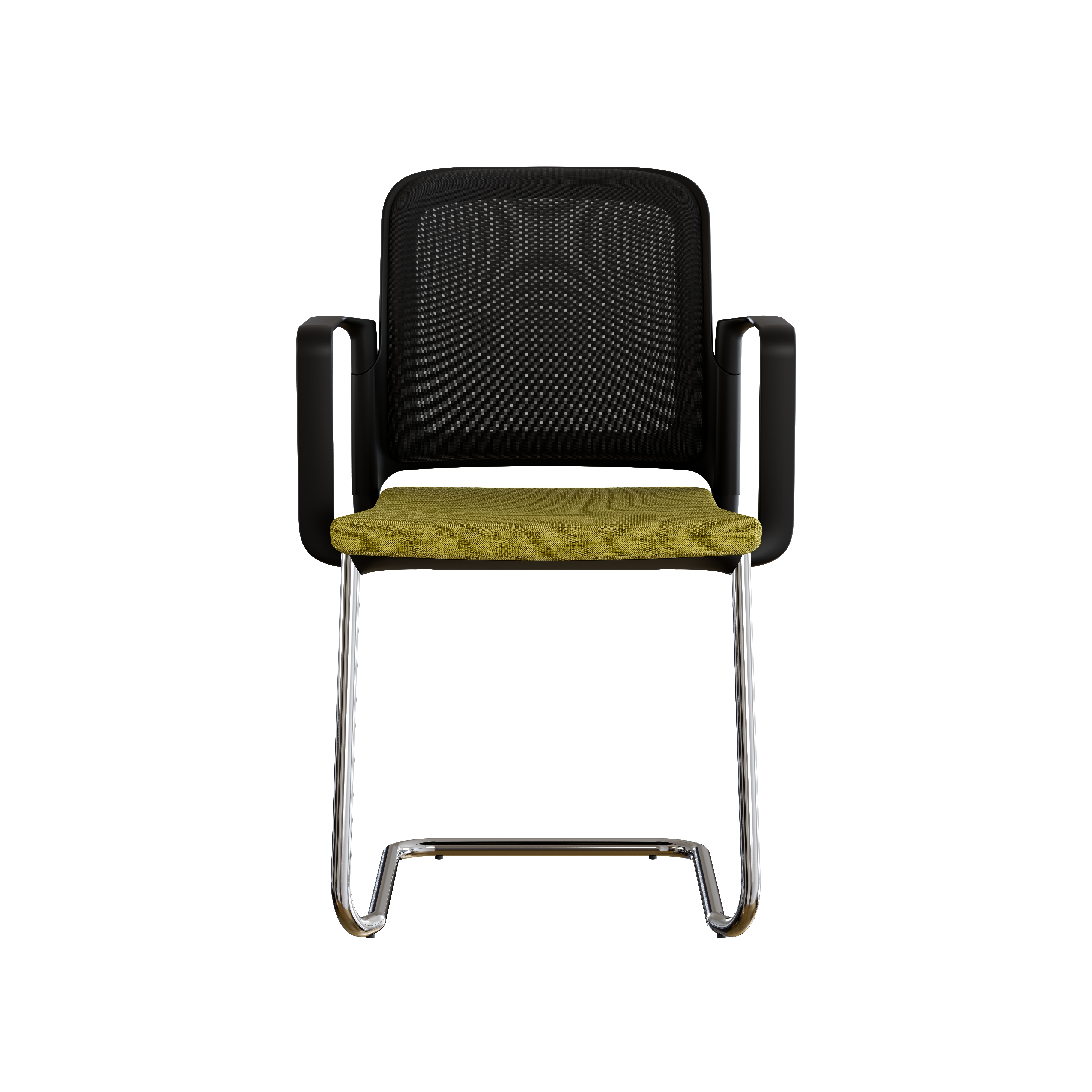 Fauteuil visiteur luge F8 - assise tissu et dossier résille Rythm - piétement chrome