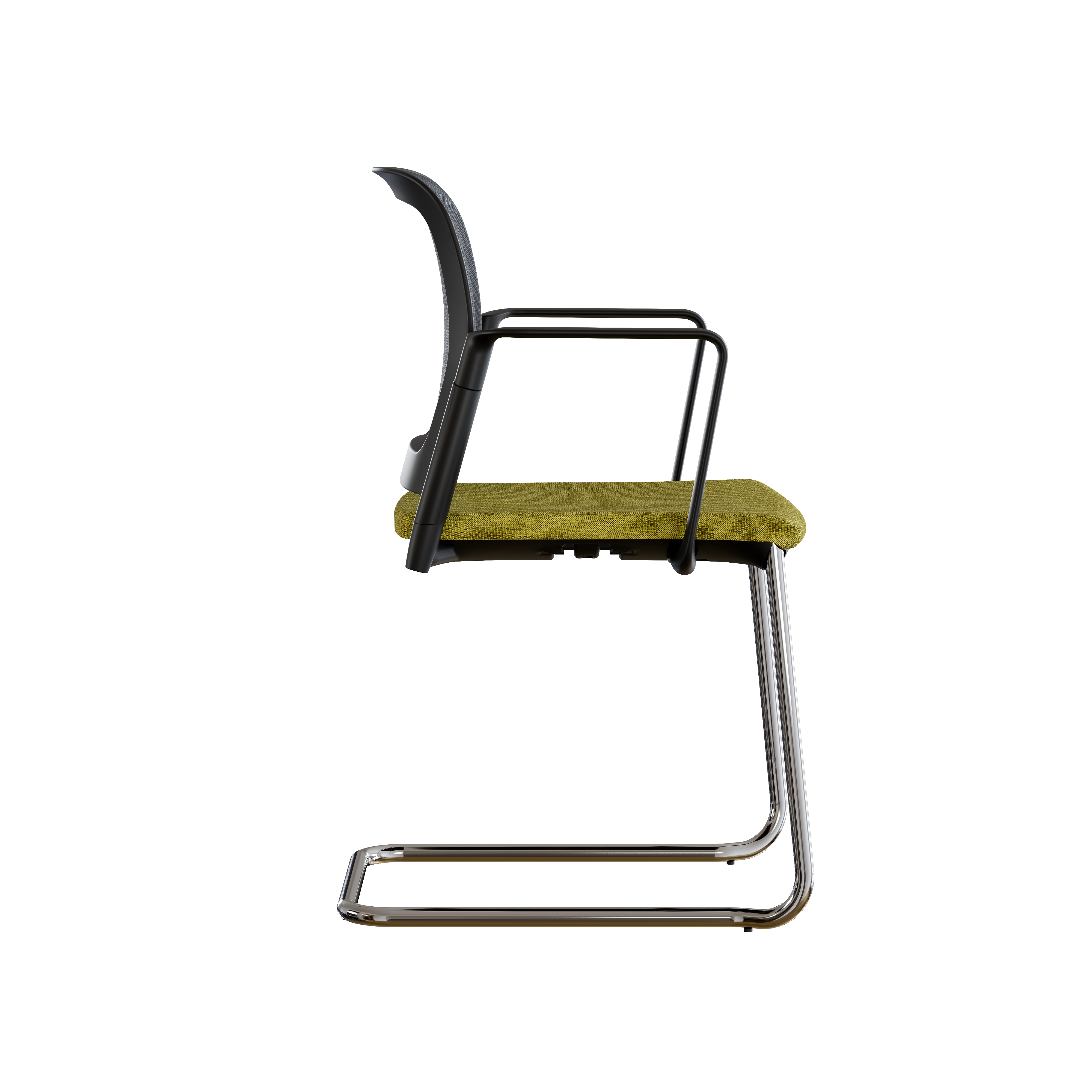 Fauteuil visiteur luge F8 - assise tissu et dossier résille Rythm - piétement chrome