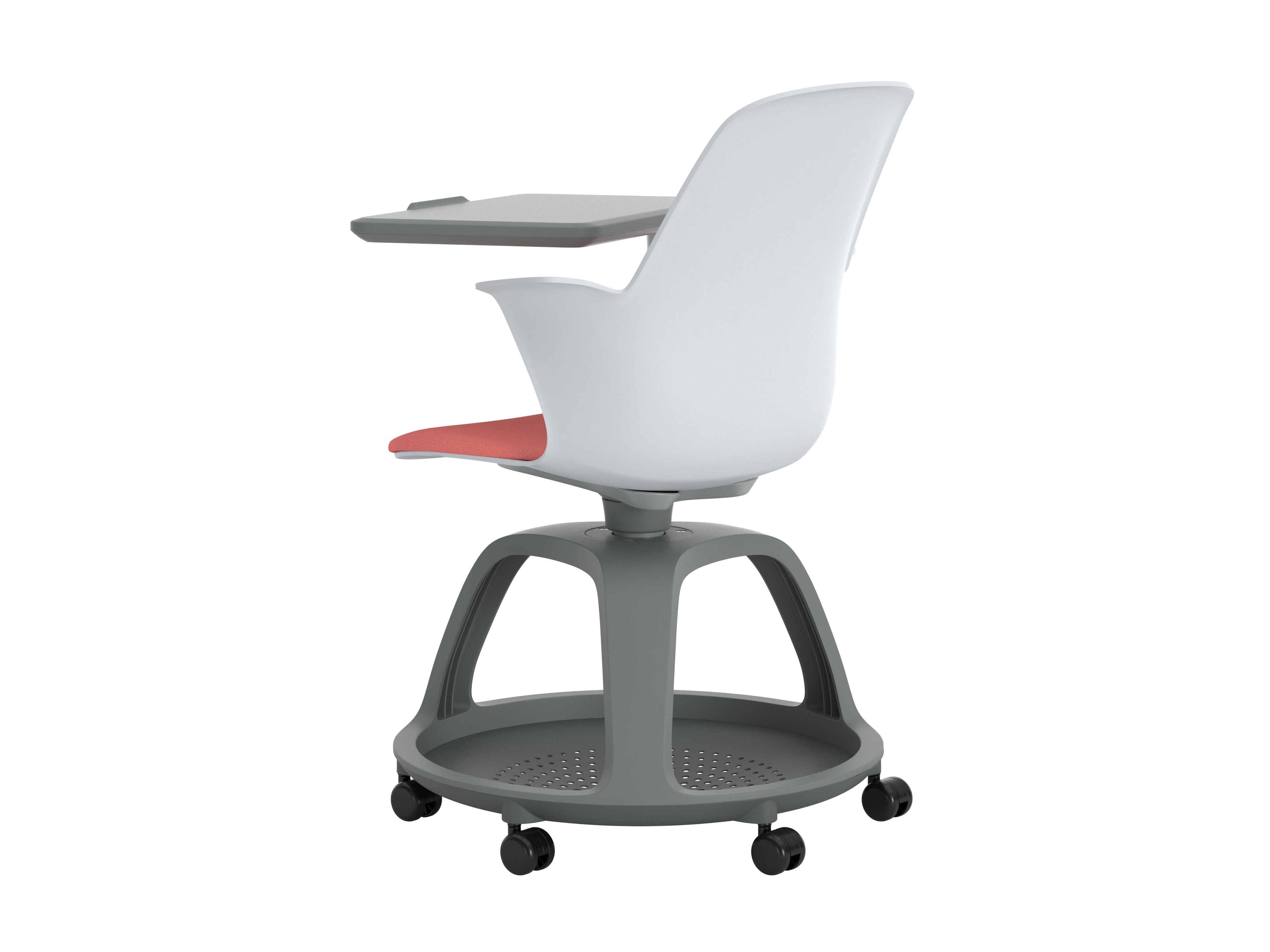 Fauteuil mobile Node - polypropylène - placet d'assise textile enduit - avec tablette de travail