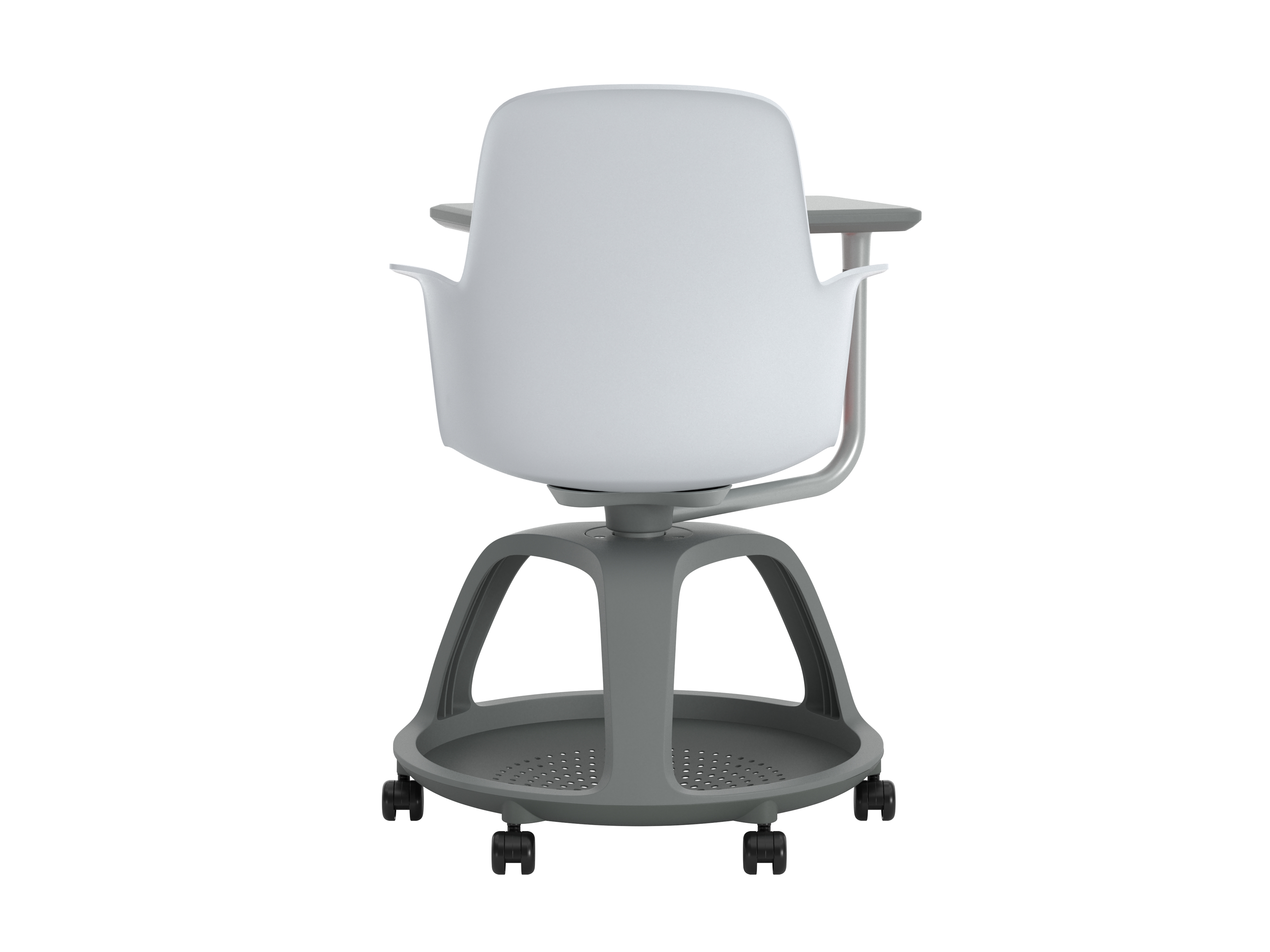 Fauteuil mobile Node - polypropylène - placet d'assise textile enduit - avec tablette de travail