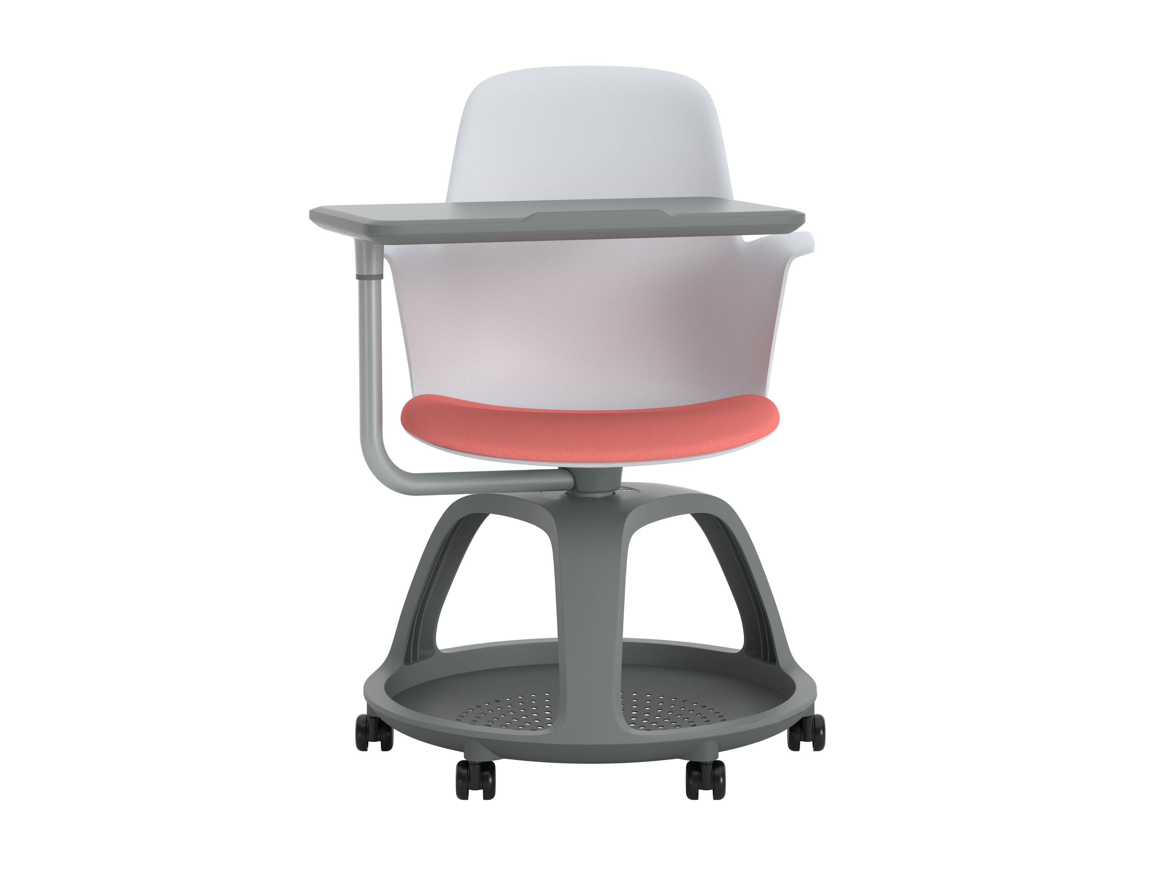 Fauteuil mobile Node - polypropylène - placet d'assise textile enduit - avec tablette de travail