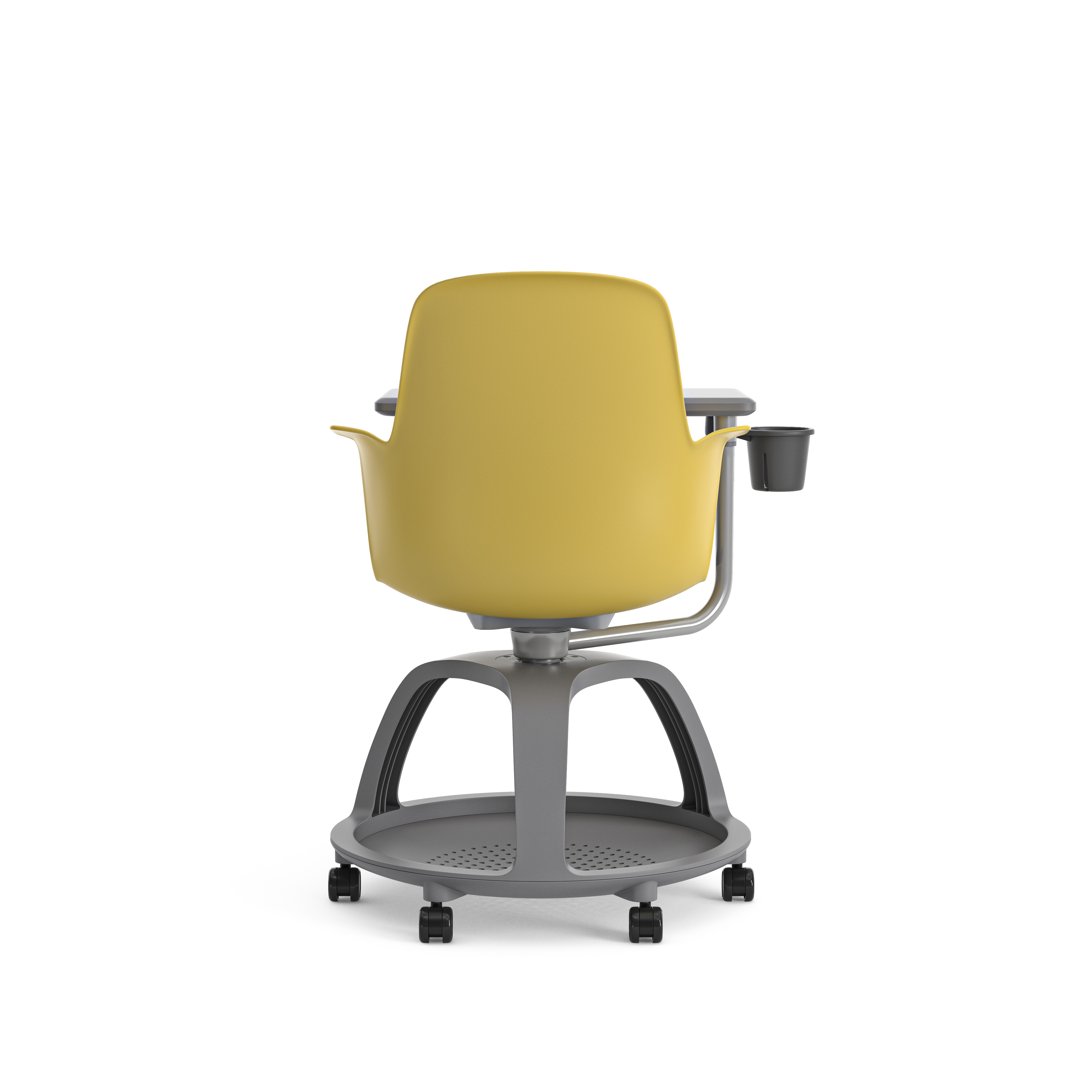 Fauteuil mobile Node - polypropylène - placet d'assise textile enduit - tablette de travail et porte-gobelet