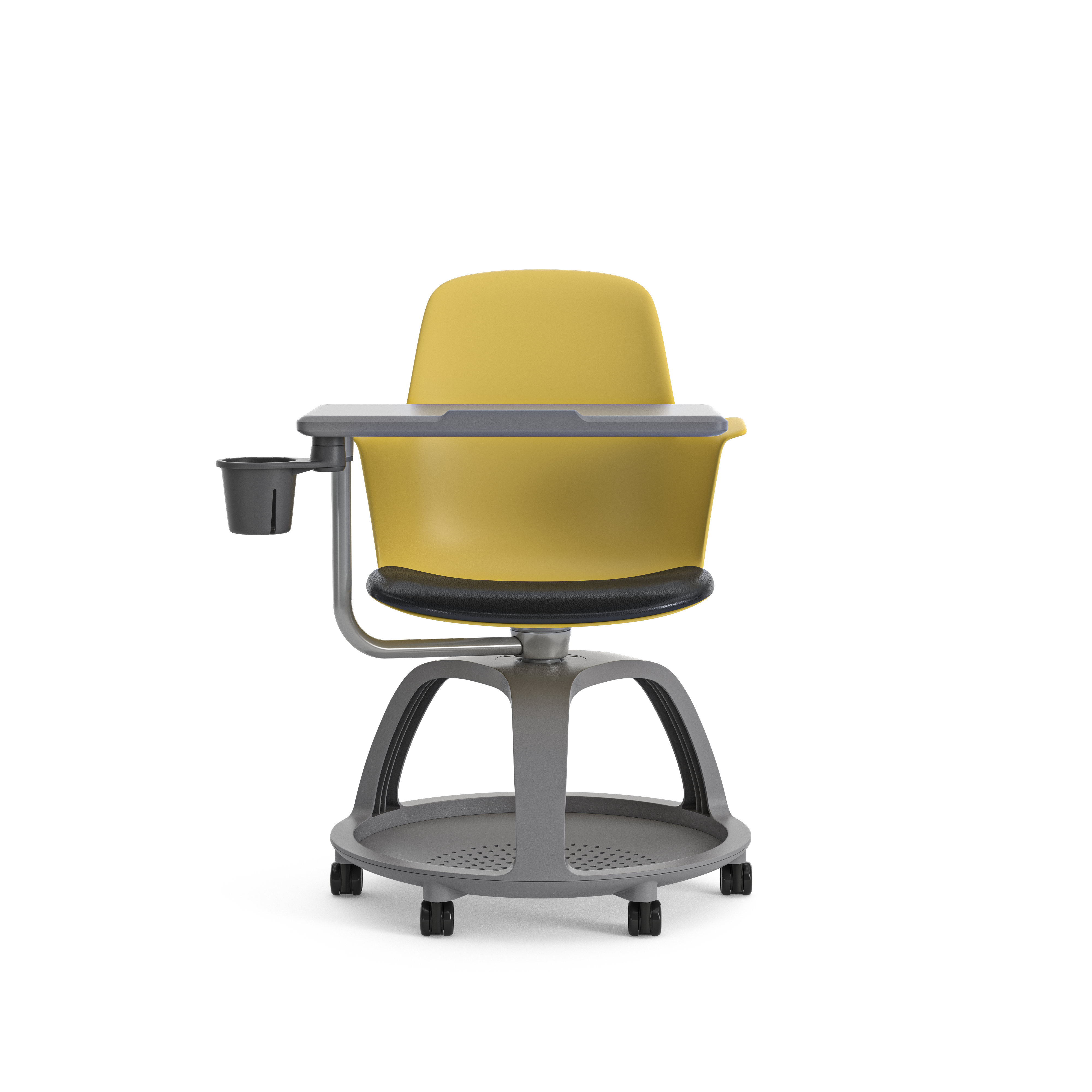 Fauteuil mobile Node - polypropylène - placet d'assise textile enduit - tablette de travail et porte-gobelet