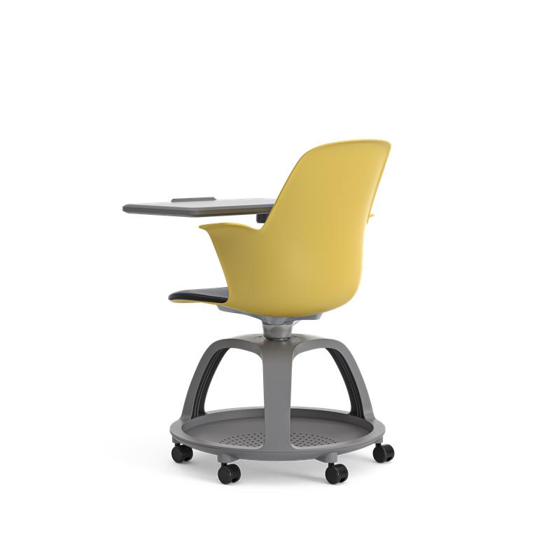 Fauteuil mobile Node - polypropylène - placet d'assise textile enduit - tablette de travail et porte-gobelet