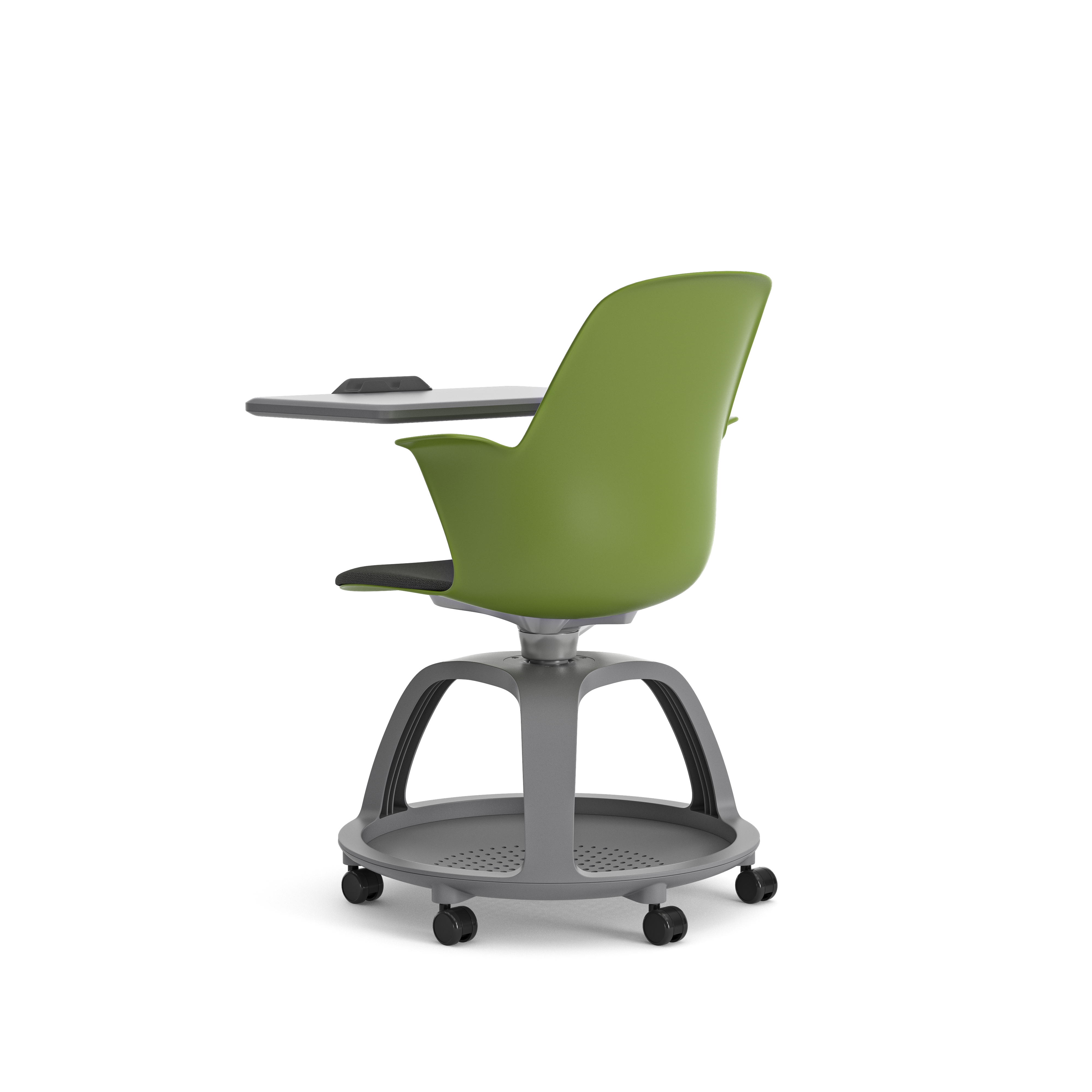 Fauteuil mobile Node - polypropylène - placet d'assise tissu - tablette de travail et support tablette tactile