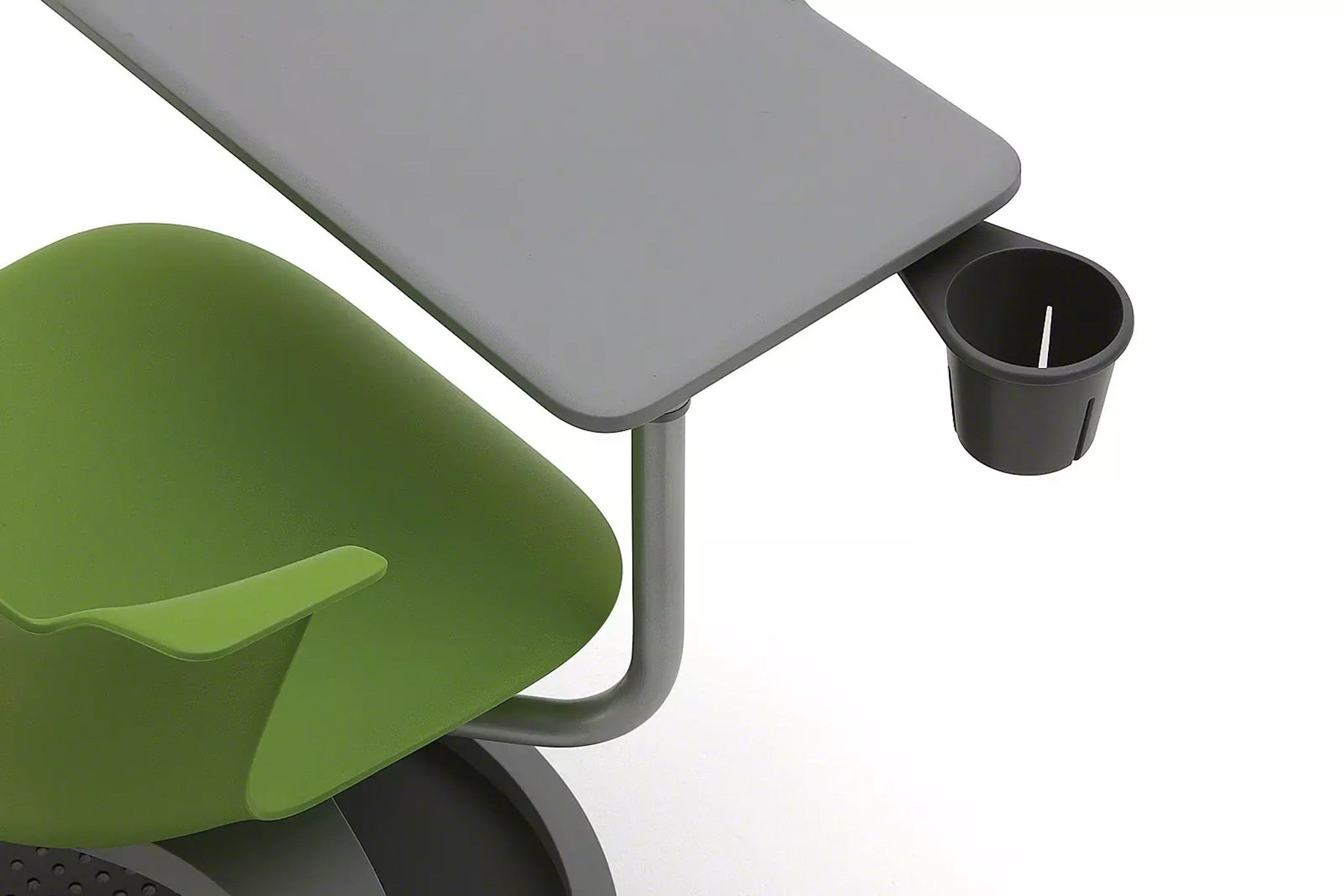 Fauteuil mobile Node - polypropylène - placet d'assise tissu - avec tablette de travail - support tablette tactile