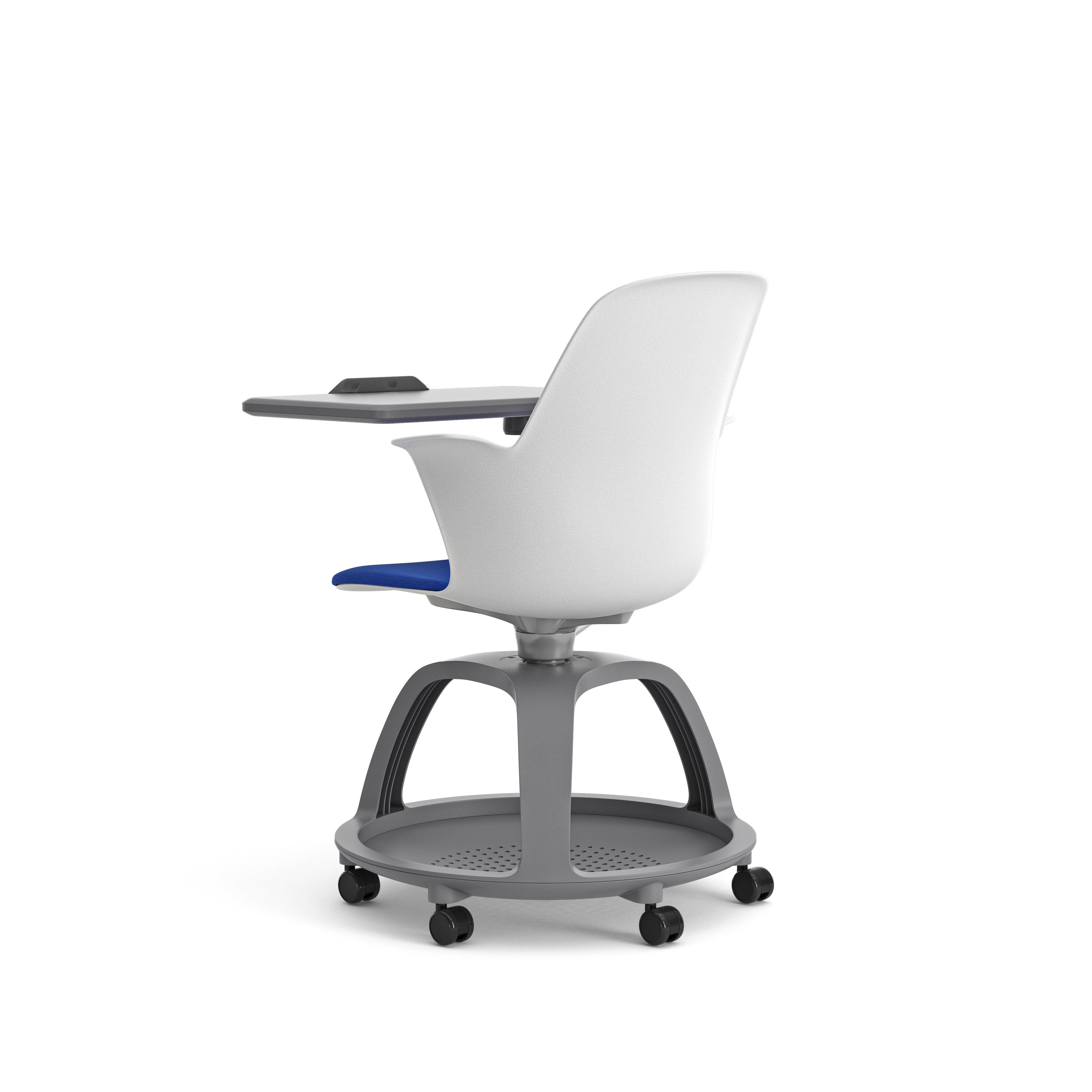 Fauteuil mobile Node - polypropylène - placet d'assise tissu - avec tablette de travail - support tablette tactile