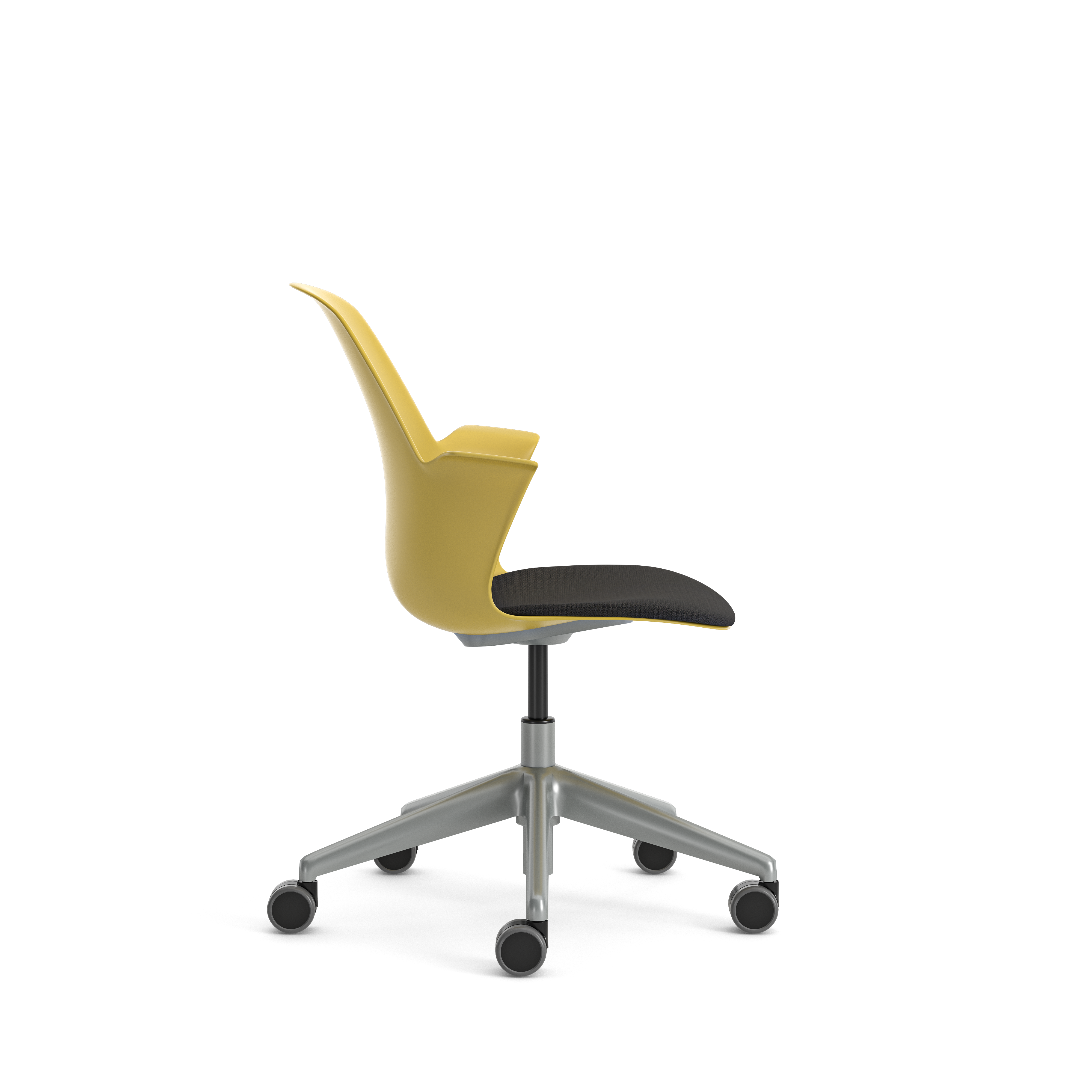 Fauteuil Node - polypropylène - placet d'assise tissu - sur piétement 5 banches avec roulettes