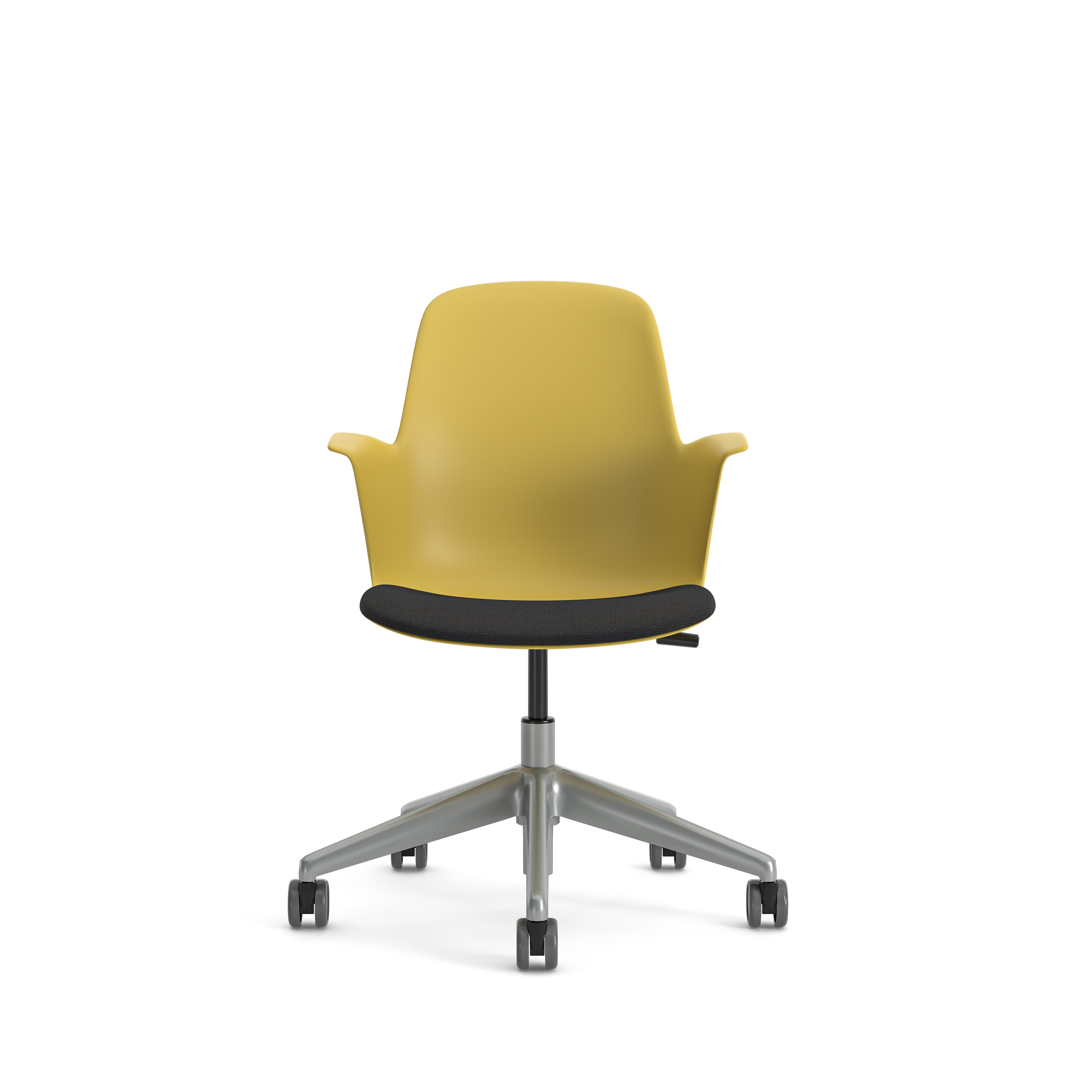 Fauteuil Node - polypropylène - placet d'assise tissu - sur piétement 5 banches avec roulettes