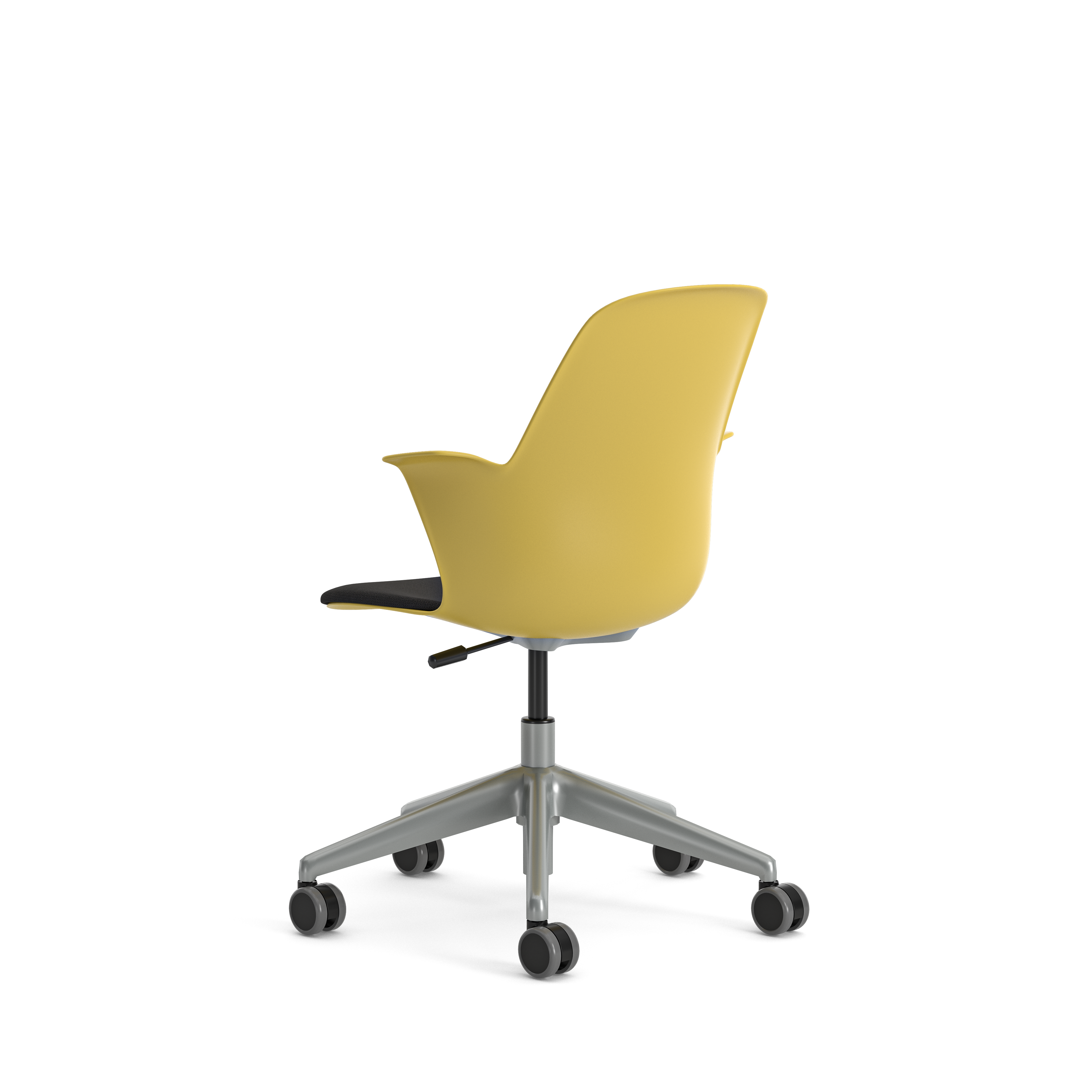 Fauteuil Node - polypropylène - placet d'assise tissu - sur piétement 5 banches avec roulettes