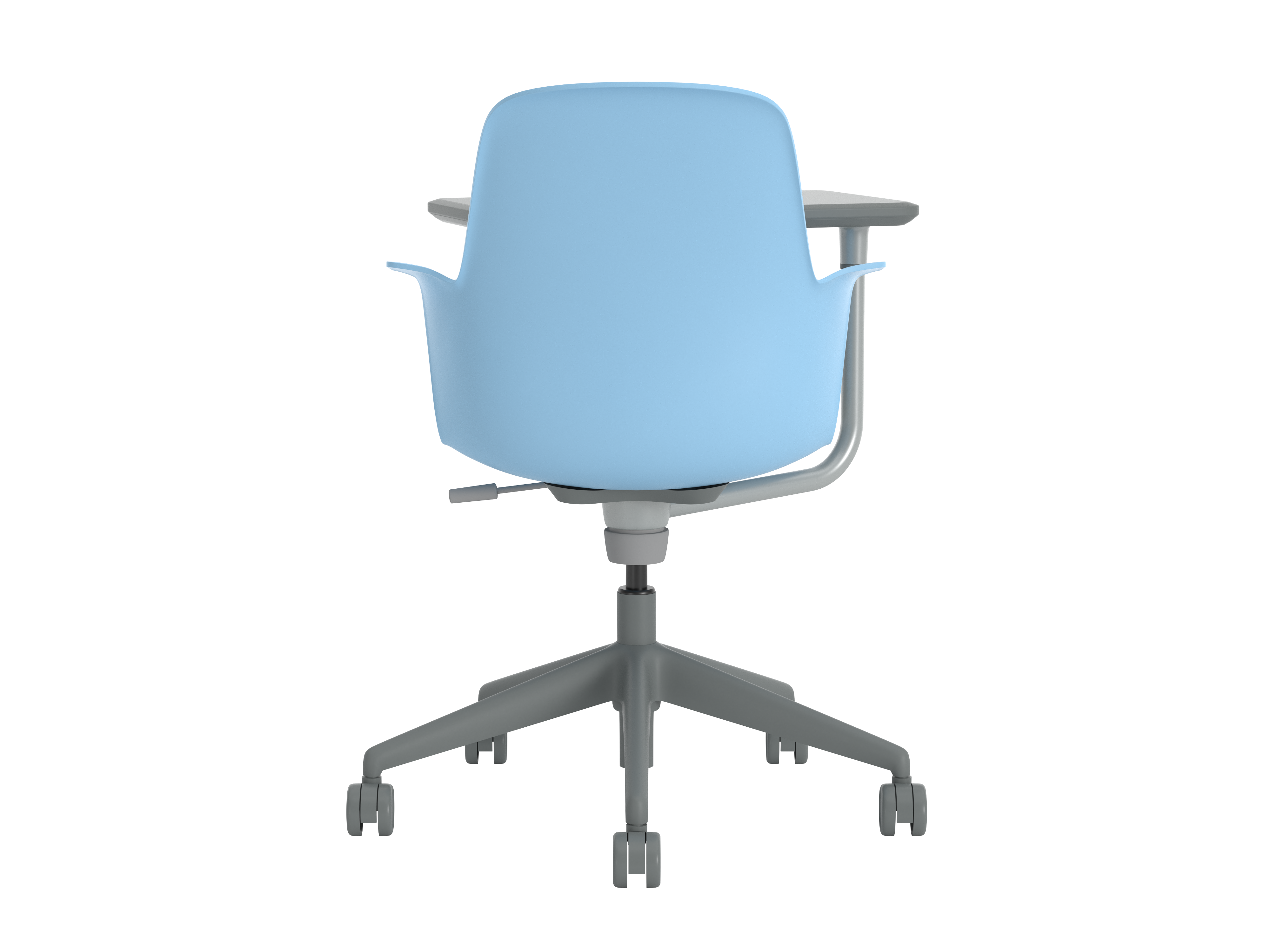 Fauteuil Node - polypropylène - placet d'assise tissu - piétement 5 branches avec roulettes - tablette de travail