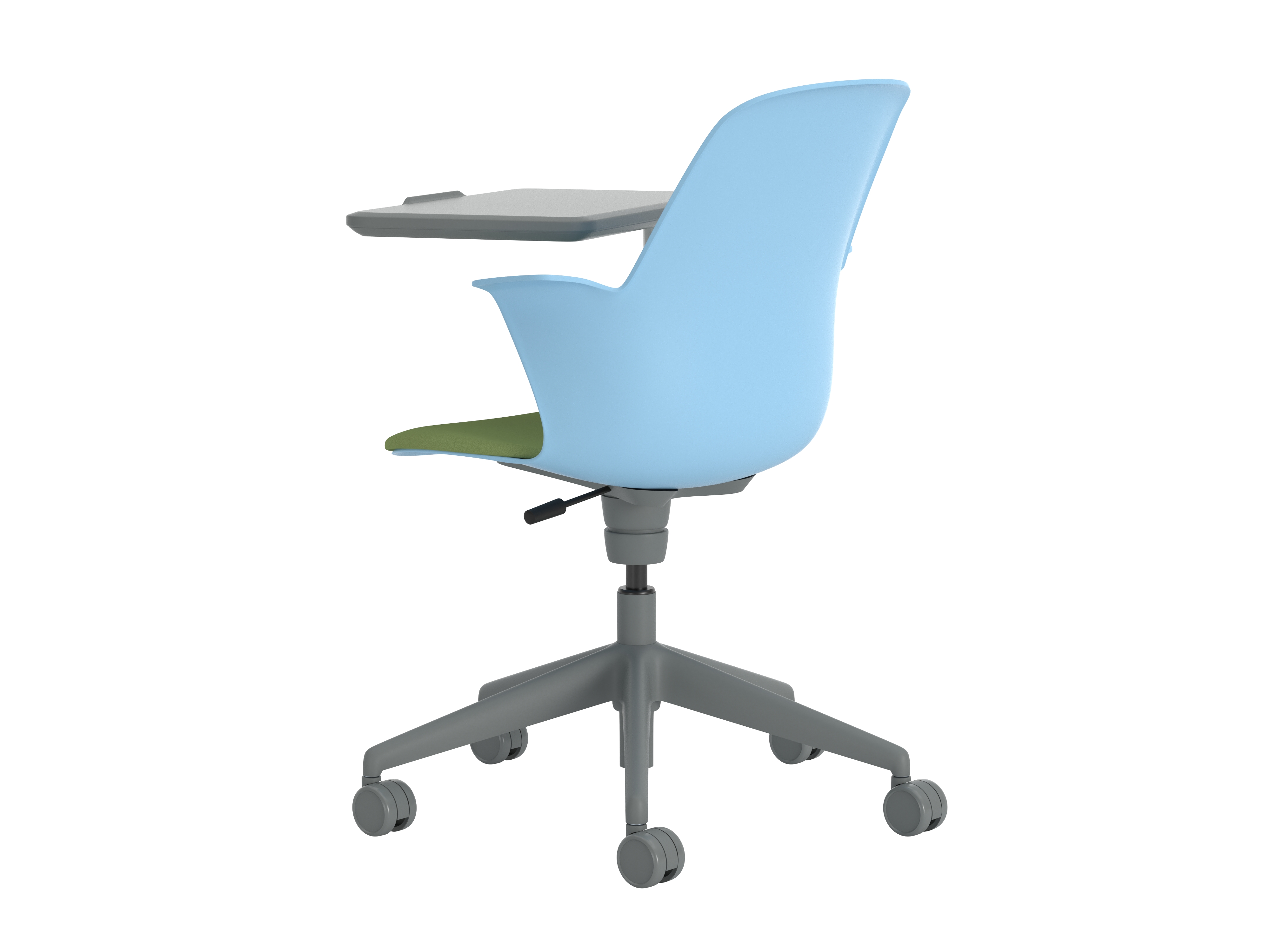 Fauteuil Node - polypropylène - assise textile enduit piétement 5 branches avec roulettes - tablette de travail