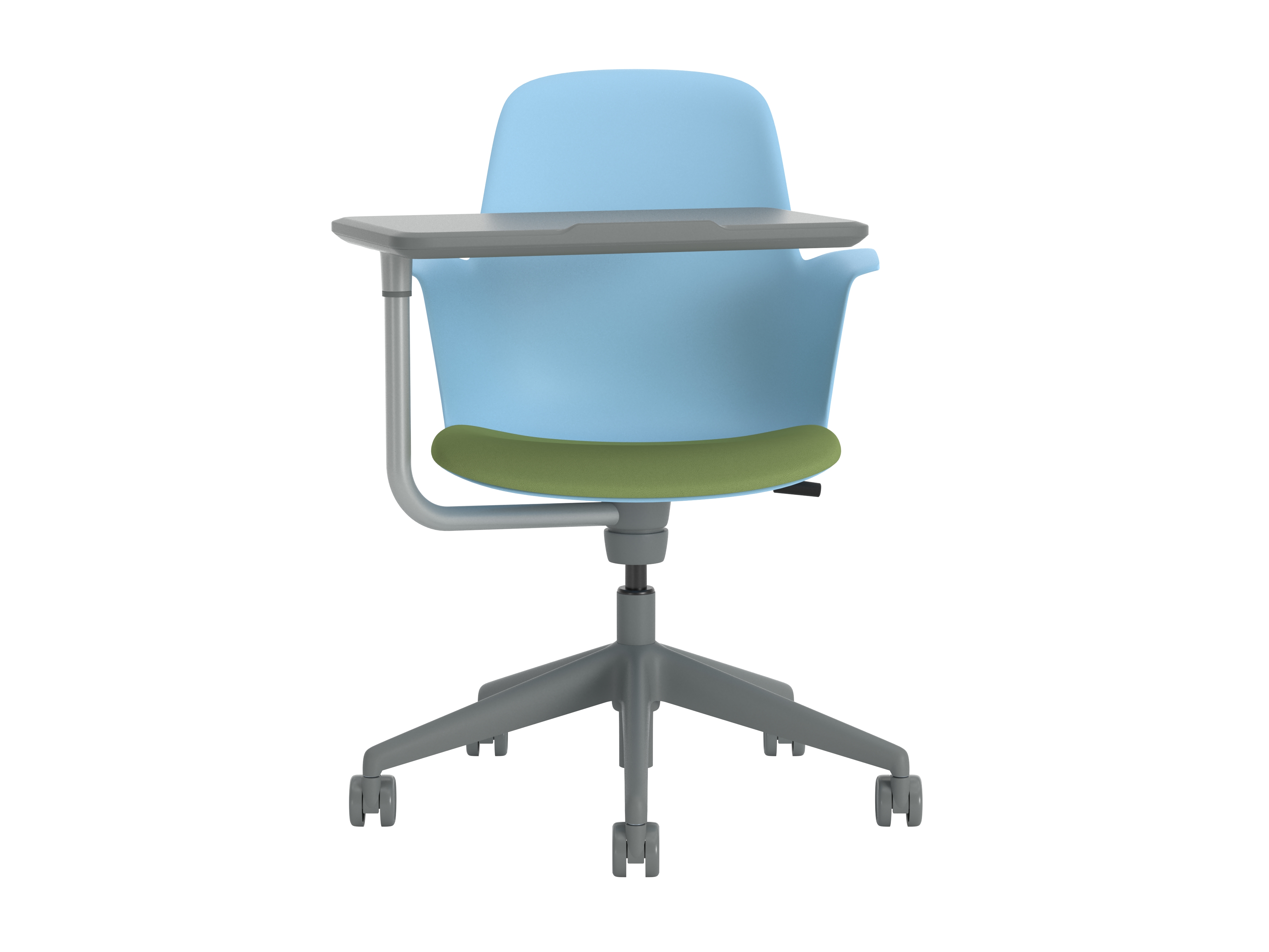 Fauteuil Node - polypropylène - assise textile enduit piétement 5 branches avec roulettes - tablette de travail