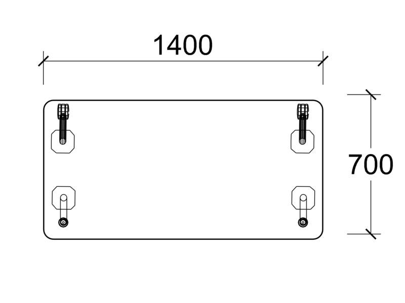Table rectangulaire Verb - 140 x 70 cm - piétement 4 pieds dont 2 sur roulettes