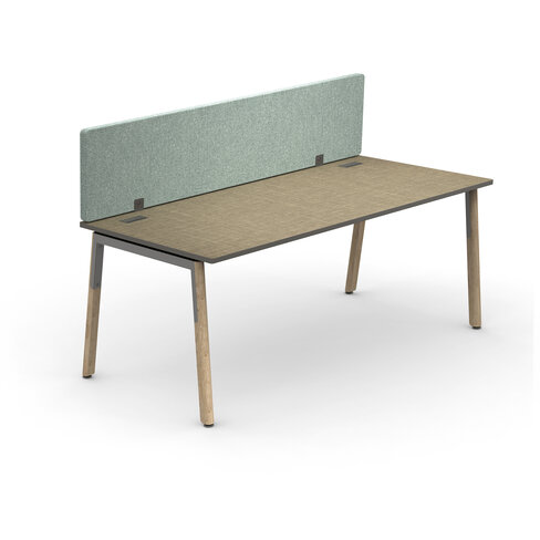 Bureau droit Nouvelle Vague - l. 180 x pr. 80 cm + écran tissu - pieds bois