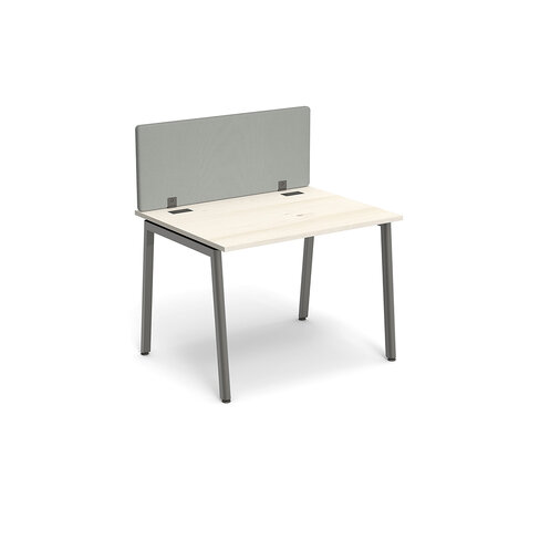 Bureau droit Nouvelle Vague - l. 100 x pr. 80 cm + écran tissu - pieds métal