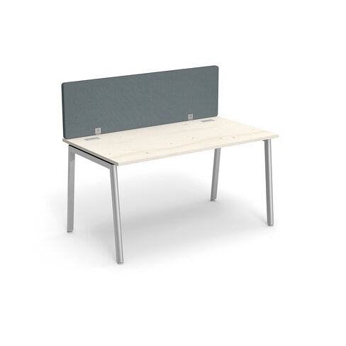 Bureau droit Nouvelle Vague - l. 140 x pr. 80 cm + écran tissu - pieds métal