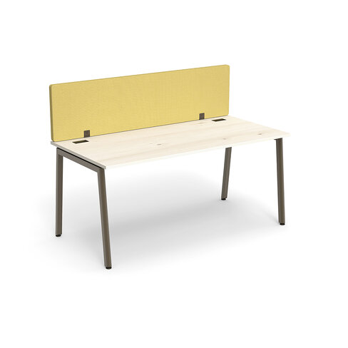 Bureau droit Nouvelle Vague - l. 160 x pr. 80 cm + écran tissu - pieds métal