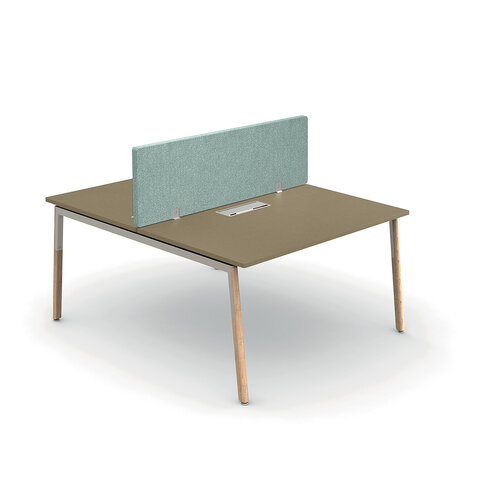 Ensemble 2 bureaux droits Nouvelle Vague - top access - l. 120 x pr. 79,5 cm + écran tissu - pieds bois