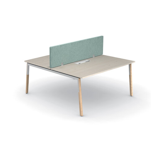 Ensemble 2 bureaux droits Nouvelle Vague - top access - l. 180 x pr. 79,5 cm + écran tissu - pieds bois