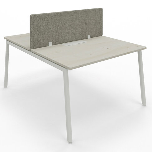 Ensemble 2 bureaux droits Nouvelle Vague - top access - l. 120 x pr. 79,5 cm + écran tissu - pieds métal