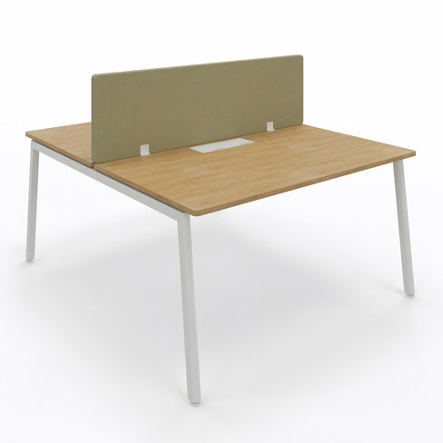 Ensemble 2 bureaux droits Nouvelle Vague - top access - l. 140 x pr. 79,5 cm + écran tissu - pieds métal