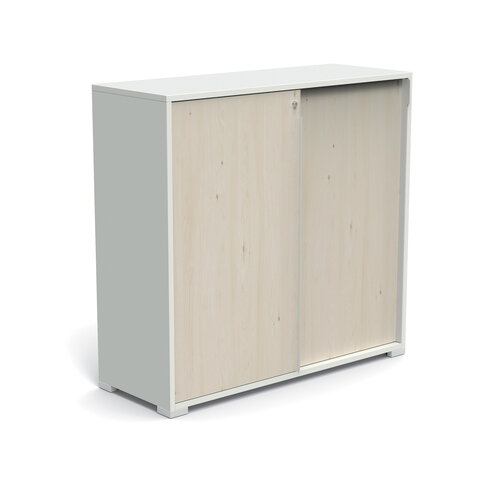 Armoire Nouvelle Vague - h. 115 x l. 120 cm - portes coulissantes - 2 tablettes métal