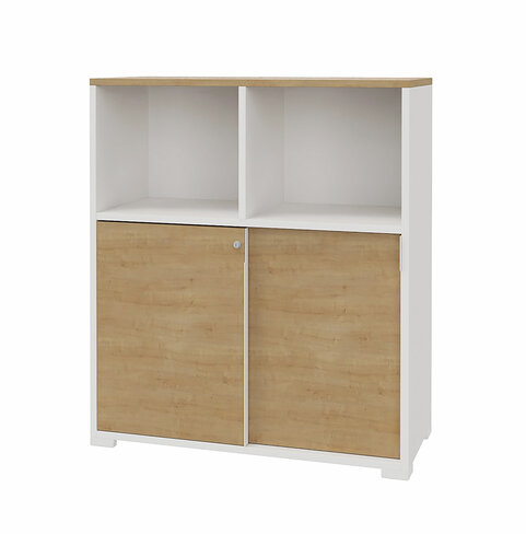 Armoire Nouvelle Vague - h. 115 x l. 100 cm - 2 portes coulissantes + 2 niches