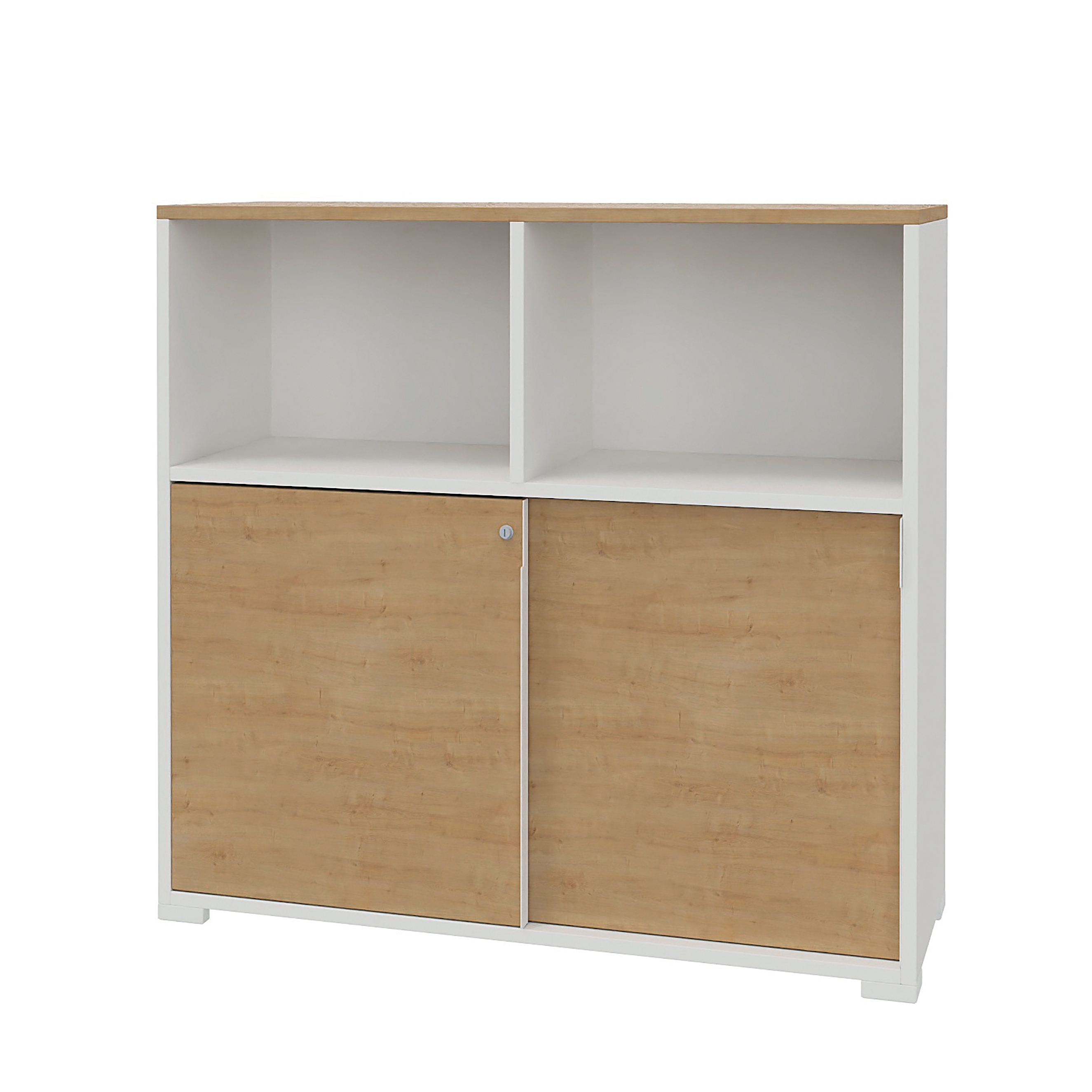 Armoire Nouvelle Vague - h. 115 x l. 120 cm - 2 portes coulissantes + 2 niches