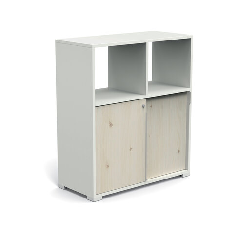 Armoire Nouvelle Vague - h. 115 x l. 100 cm - 2 portes coulissantes + 2 niches ouvertes