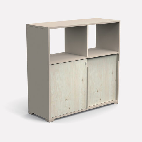 Armoire Nouvelle Vague - h. 115 x l. 120 cm - 2 portes coulissantes + 2 niches ouvertes