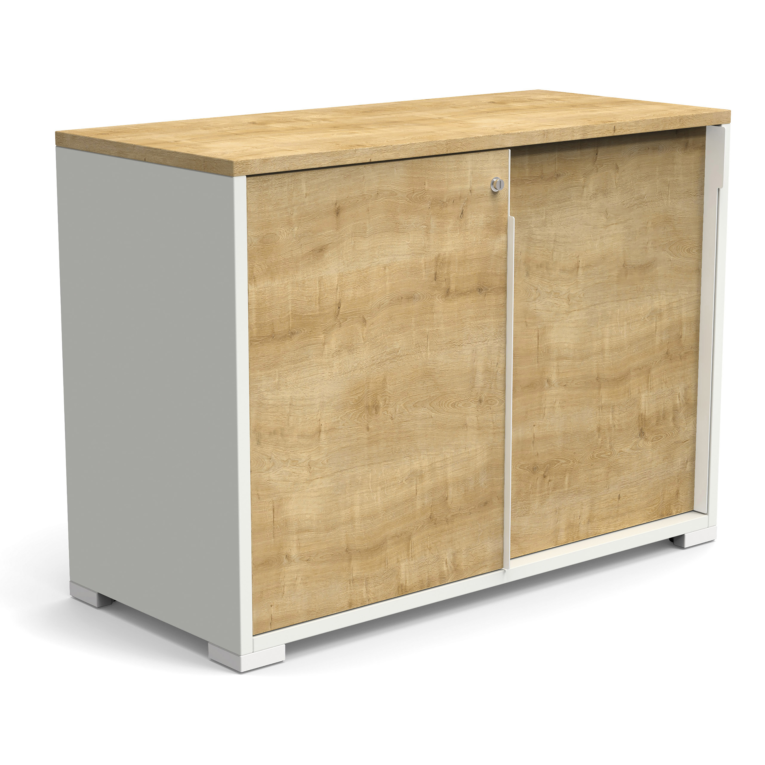 Armoire hauteur bureau Nouvelle Vague - l. 100 cm - portes coulissantes - 1 tablette métal