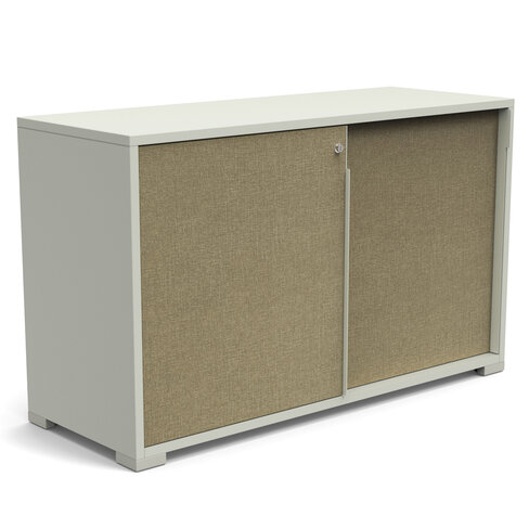 Armoire hauteur bureau Nouvelle Vague - l. 120 cm - portes coulissantes - 1 tablette métal