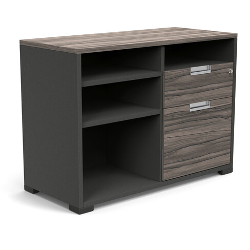 Armoire hauteur bureau Nouvelle Vague - l. 100 cm - 1 tiroir plat + 1 tiroir DS + 4 niches