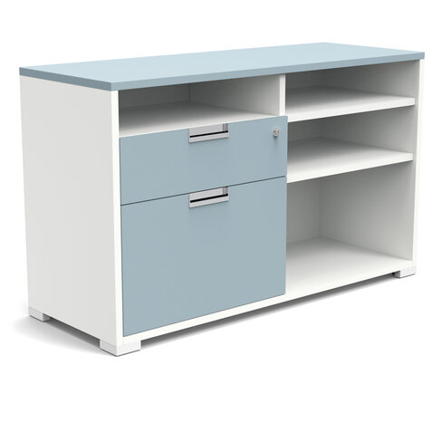 Armoire hauteur bureau Nouvelle Vague - l. 120 cm - 1 tiroir plat + 1 tiroir DS + 4 niches