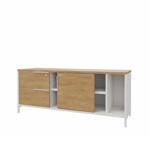 Armoire basse Nouvelle Vague + - h. 61 x l. 150 cm - 2 tiroirs + niche UC + 1 porte coulissante