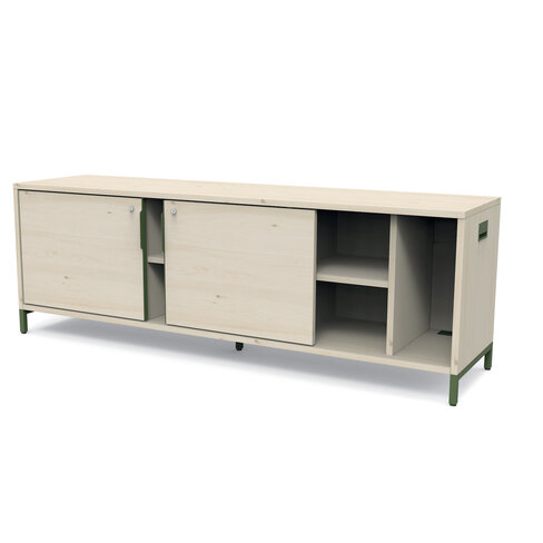 Armoire basse Nouvelle Vague + - h. 61 x l. 180 cm - 2 portes coulissantes + niche UC