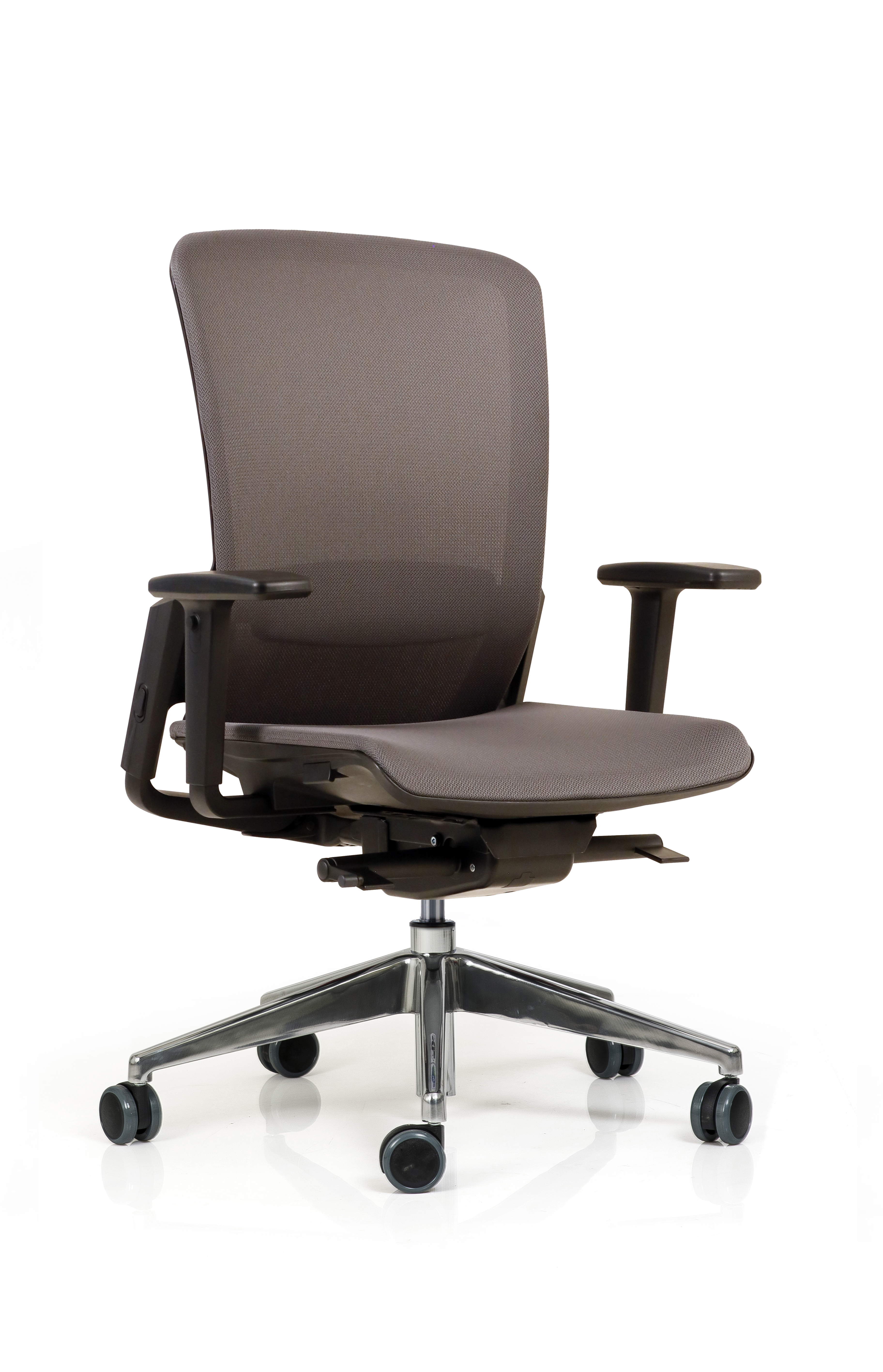 Fauteuil de bureau F6 - assise et dossier résille Rythm - piétement aluminium poli