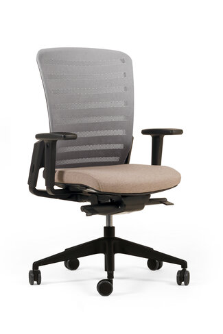 Fauteuil de bureau F8 - assise tissu et dossier résille Stripes 2 - piètement noir