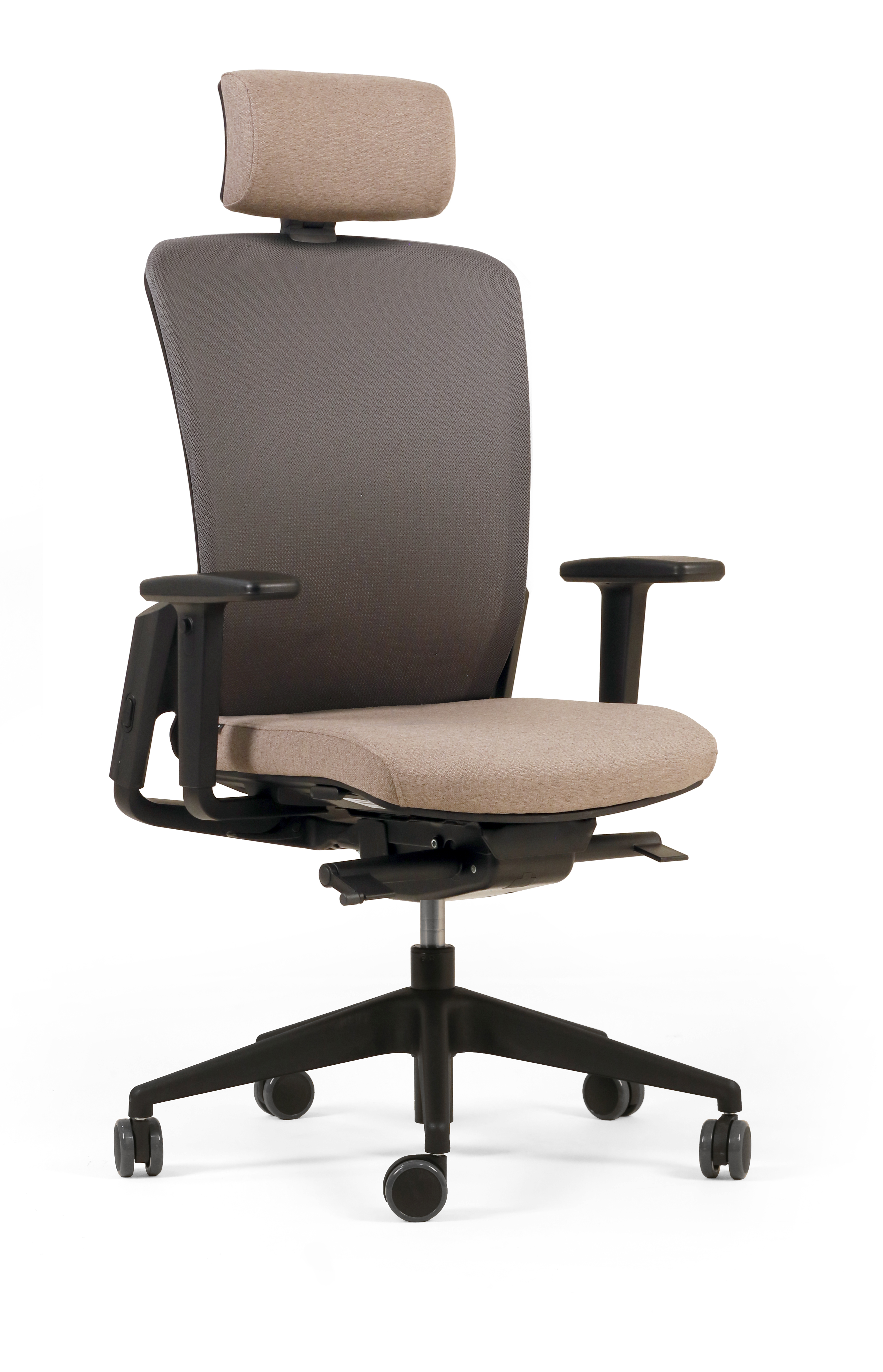 Fauteuil de bureau F8 - assise tissu et dossier résille Rythm - piétement noir - avec appui-tête