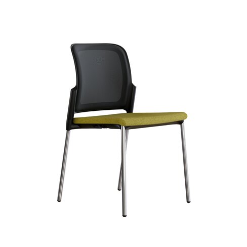 Chaise visiteur 4 pieds F8 - assise tissu et dossier résille Rythm - piétement chrome