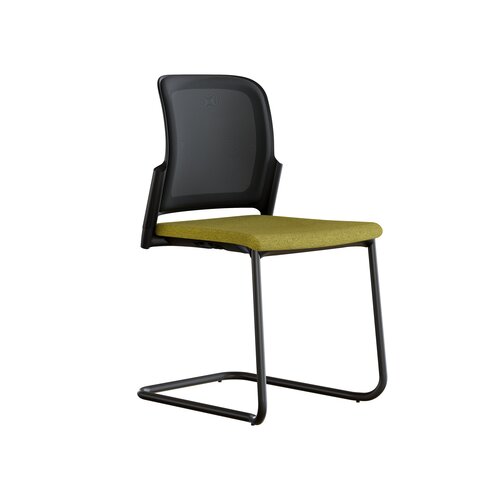 Chaise visiteur luge F8 - assise tissu et dossier résille résille Rythm - piétement époxy