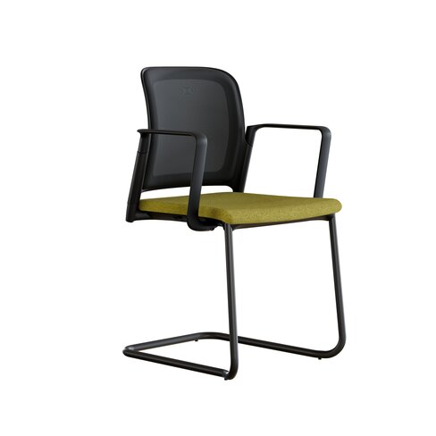 Fauteuil visiteur luge F8 - assise tissu et dossier résille Rythm - piétement époxy